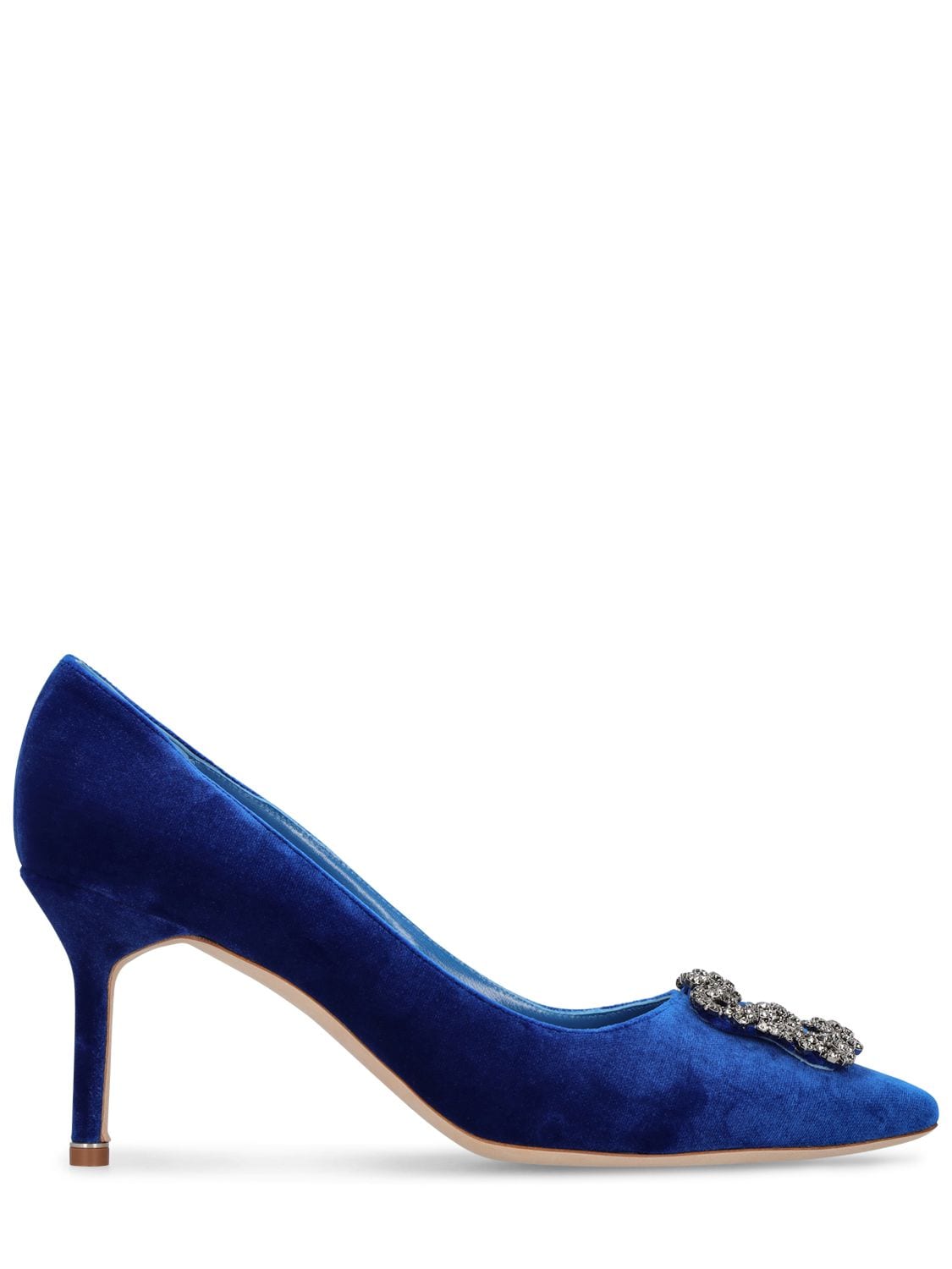 Manolo Blahnik 70mm Hangisi Velvet Pumps In Blue