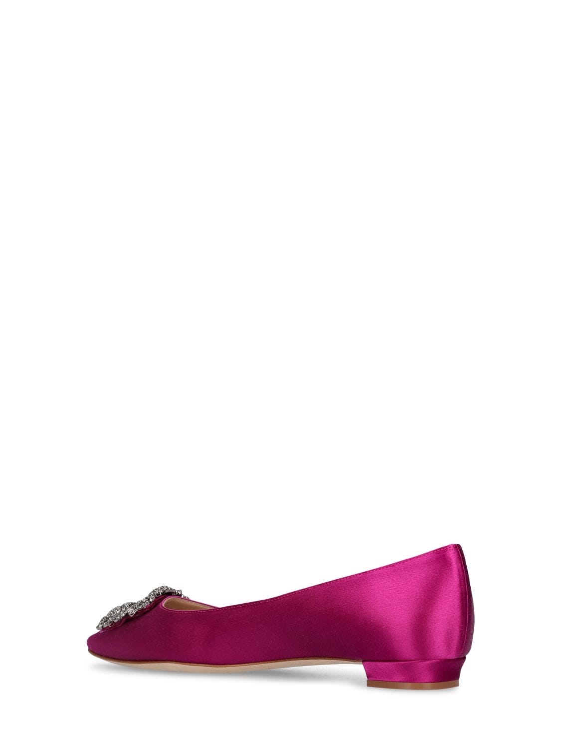 Shop Manolo Blahnik 10mm Hangisi Silk Satin Flats In Dark Pink