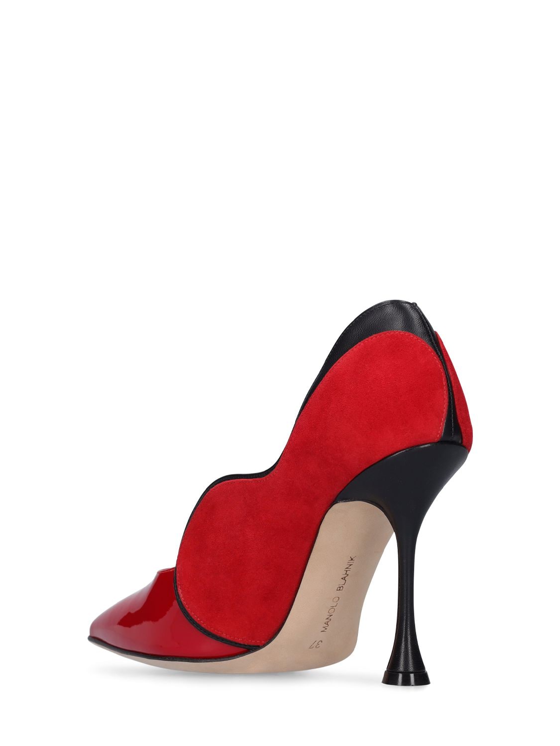 Shop Manolo Blahnik 105mm Hamaki Leather Pumps In Red,black