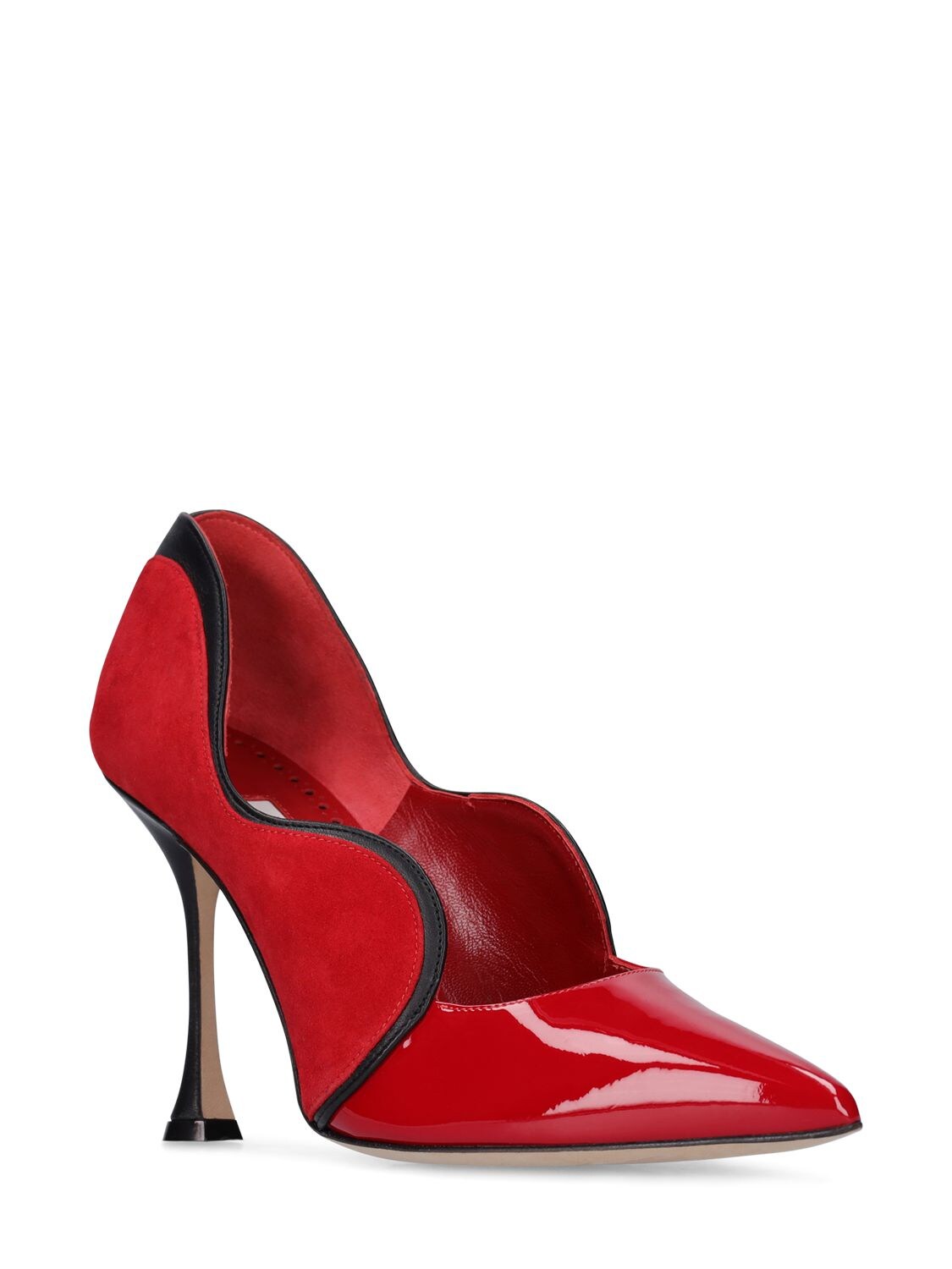 Shop Manolo Blahnik 105mm Hamaki Leather Pumps In Red,black