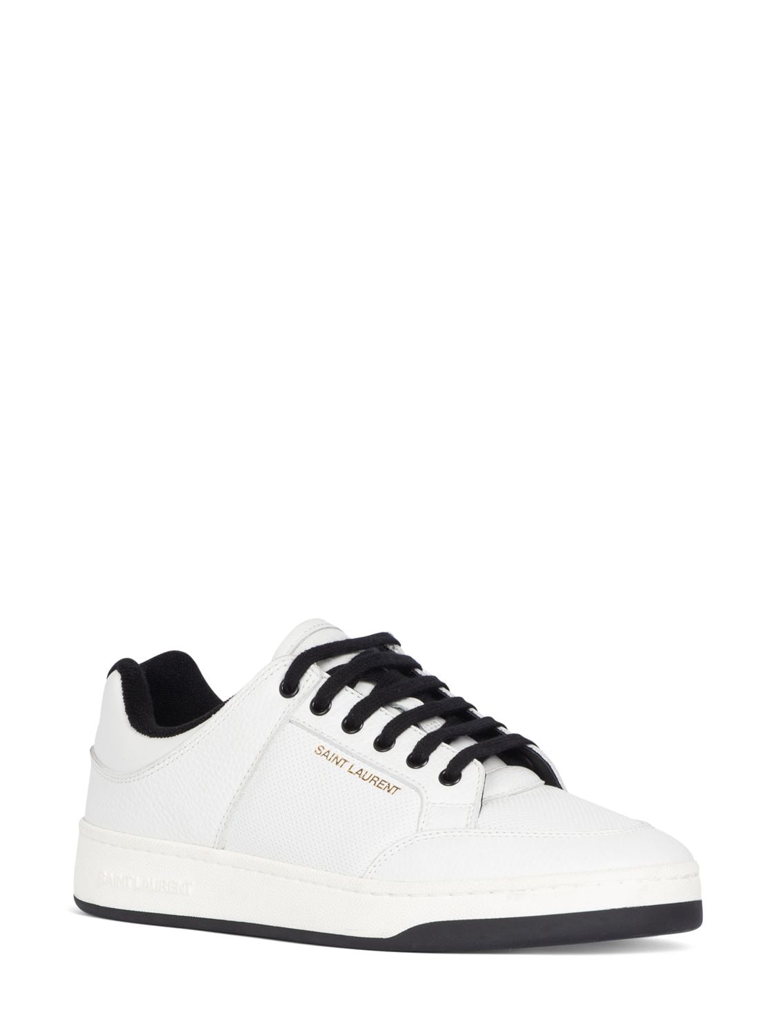 Shop Saint Laurent Sl/61 Leather Sneakers In White,black