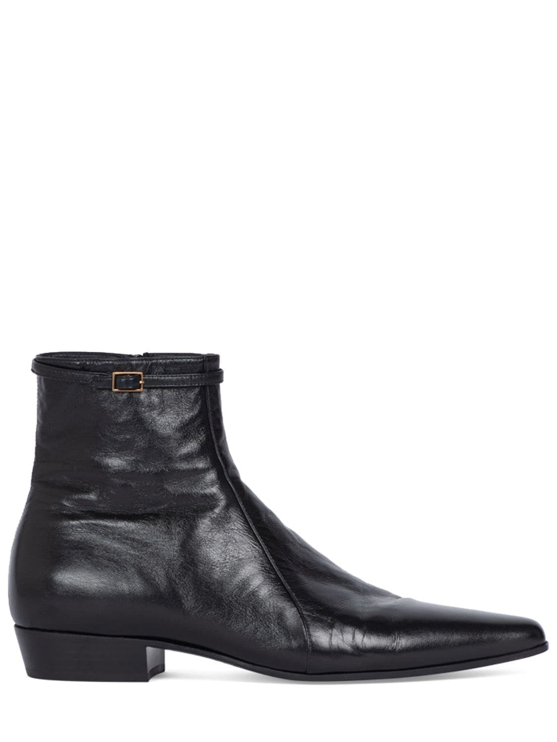 Shop Saint Laurent Arsun 25 Leather Boots In Black