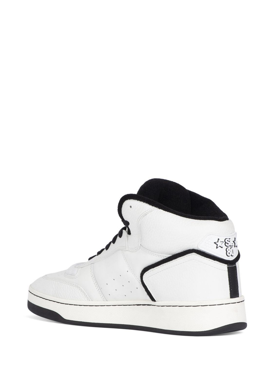 Shop Saint Laurent Sl/80 Leather Sneakers In Optic White