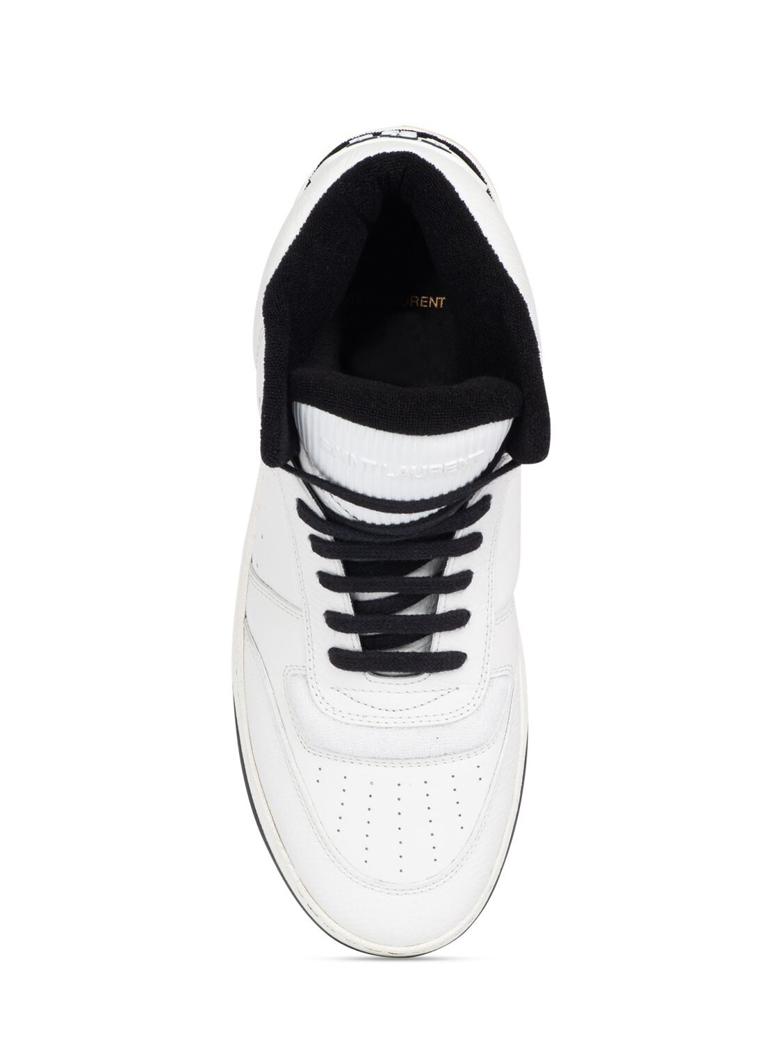 Shop Saint Laurent Sl/80 Leather Sneakers In Optic White