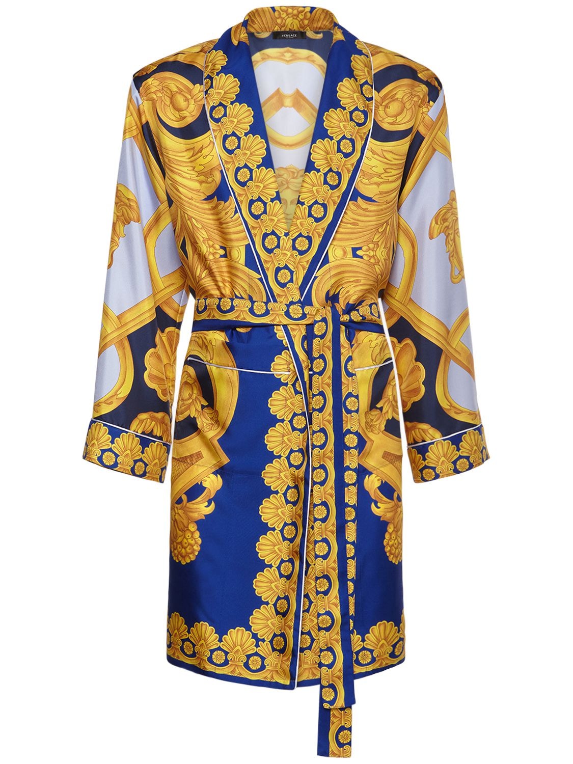 VERSACE UNDERWEAR New Heritage Print Silk Loungewear Robe