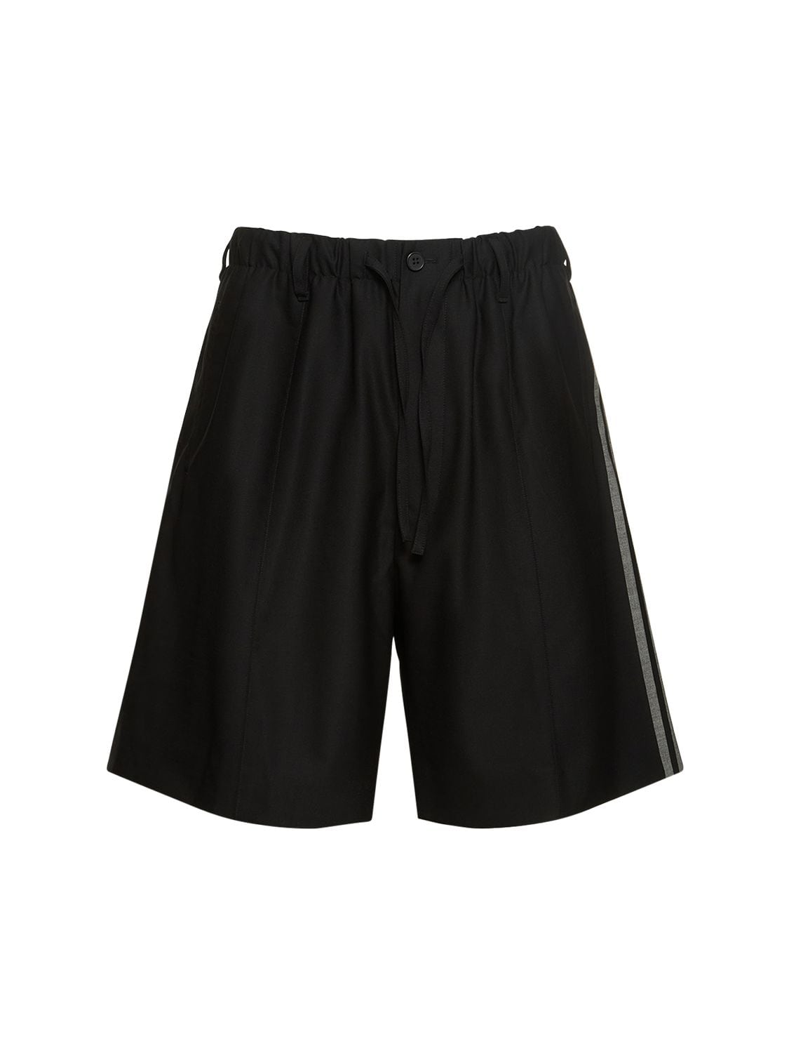 Striped Wool Blend Track Shorts