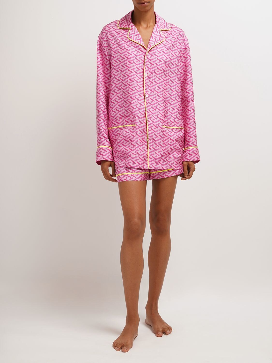 Versace Monogram Silk Pajama Top - Farfetch