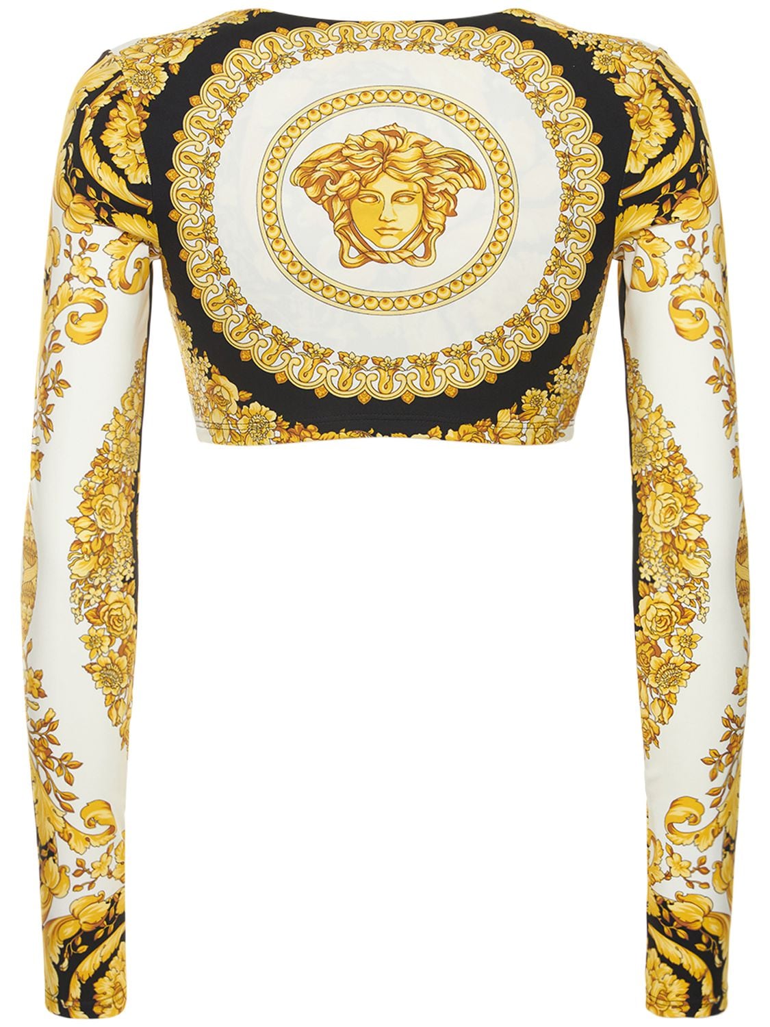 Shop Versace Barocco Tech Jersey Long Sleeve Top In Multicolor