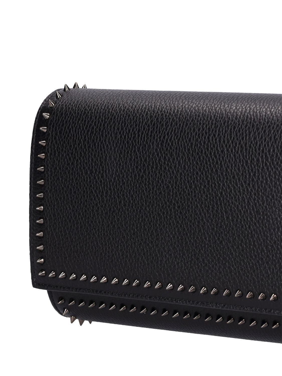Shop Christian Louboutin Paloma Leather Clutch W/spikes In Black,gunmetal
