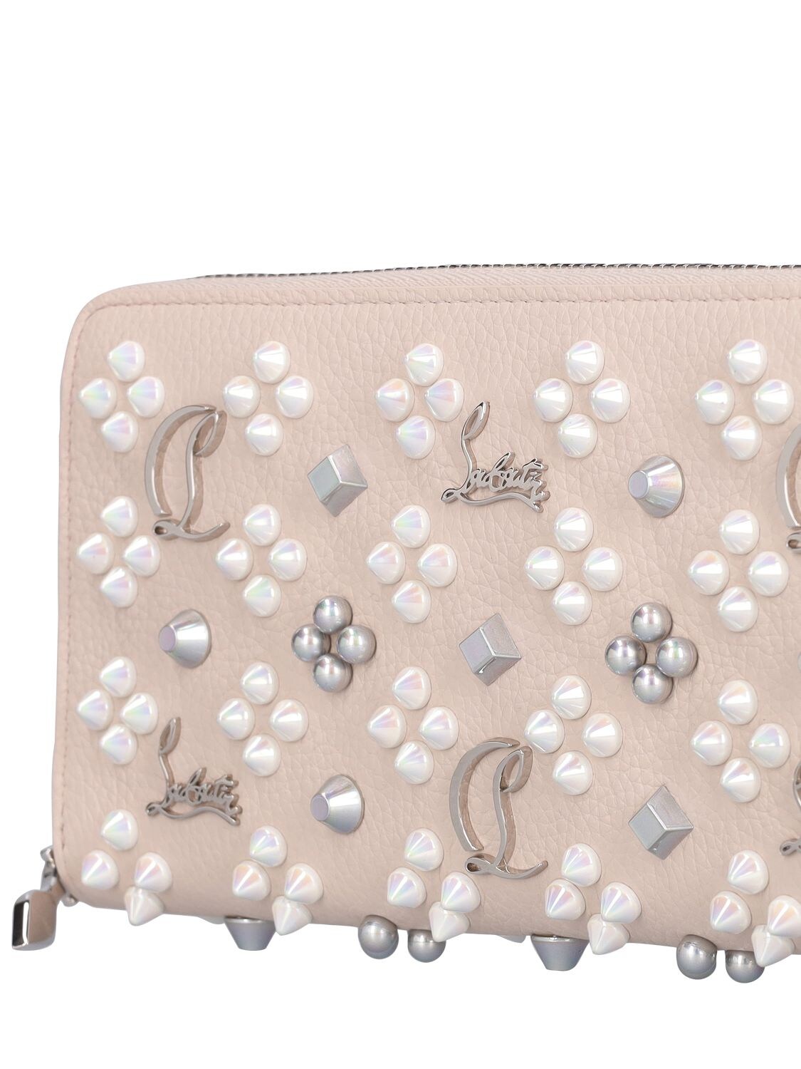 Shop Christian Louboutin Panettone Leather Zip Wallet In Leche