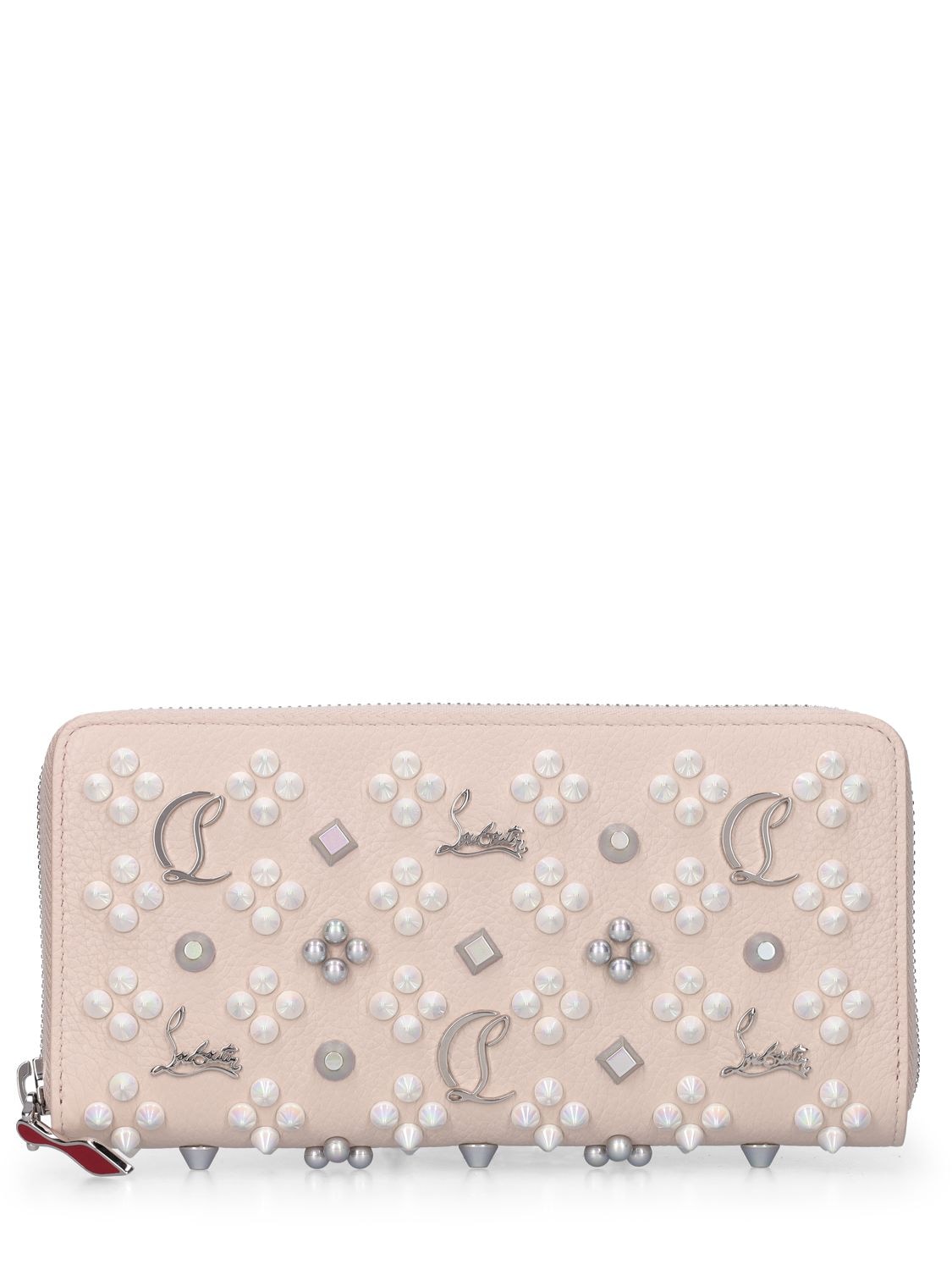 Christian Louboutin Panettone Leather Zip Wallet In Leche