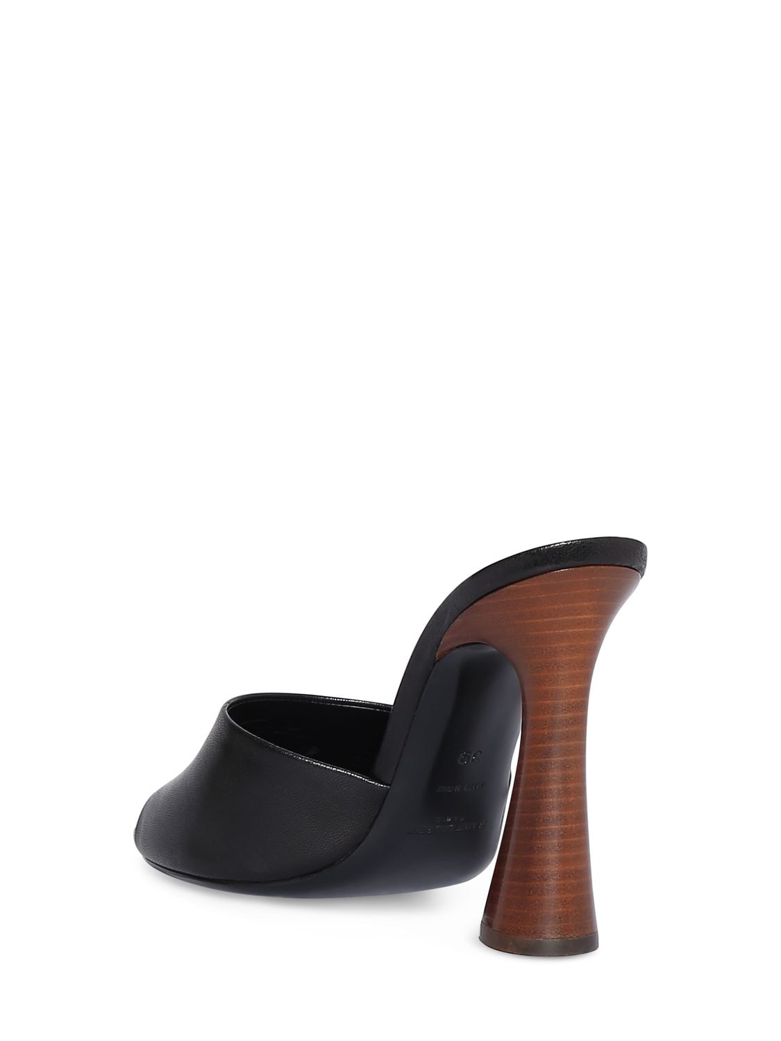 Shop Saint Laurent 105mm Suite Leather Mule Sandals In Black