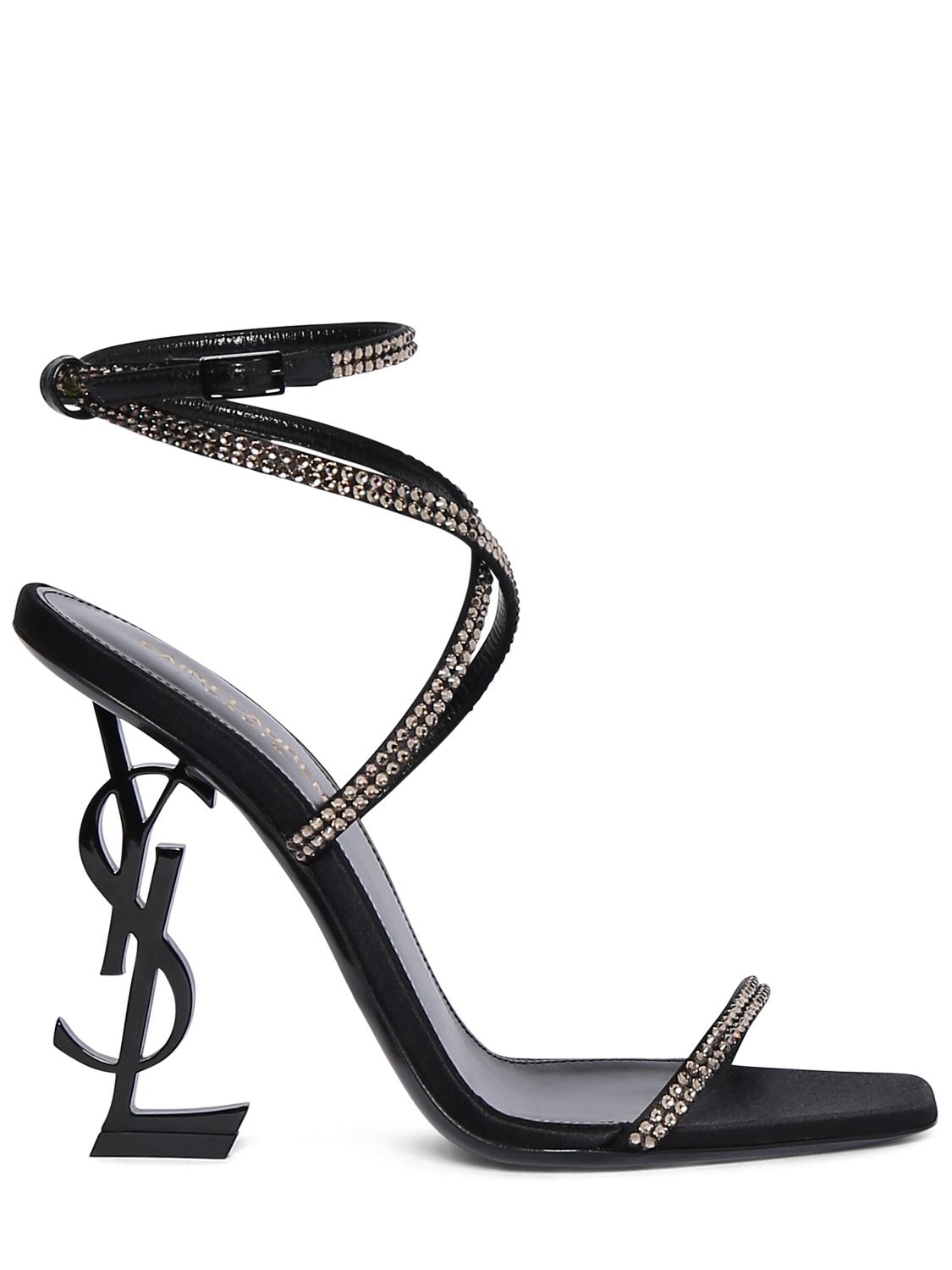 Saint Laurent 110mm Opyum Satin Sandals In Black | ModeSens