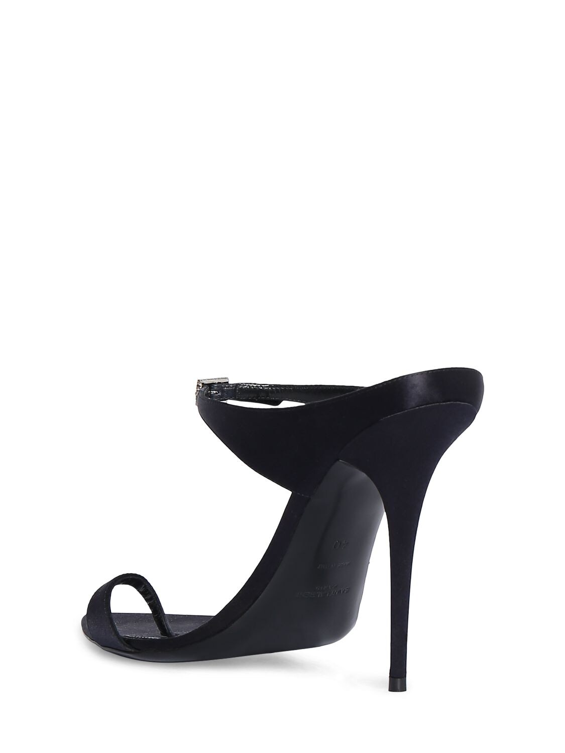 Shop Saint Laurent 110mm Dive Satin Mule Sandals In Black