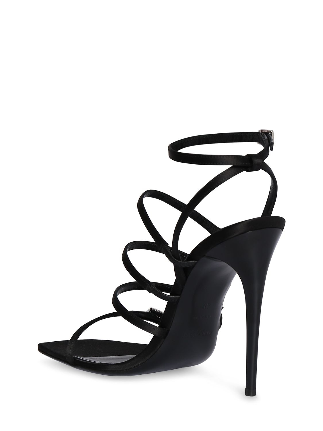 Shop Saint Laurent 110mm Jerry Crepe Satin Sandals In Black