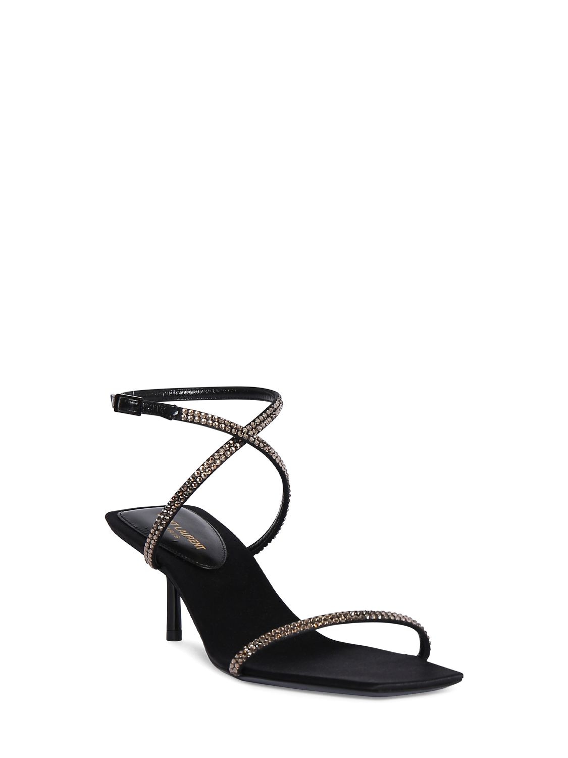 Shop Saint Laurent 55mm Nuit Crepe Satin Sandals In Black