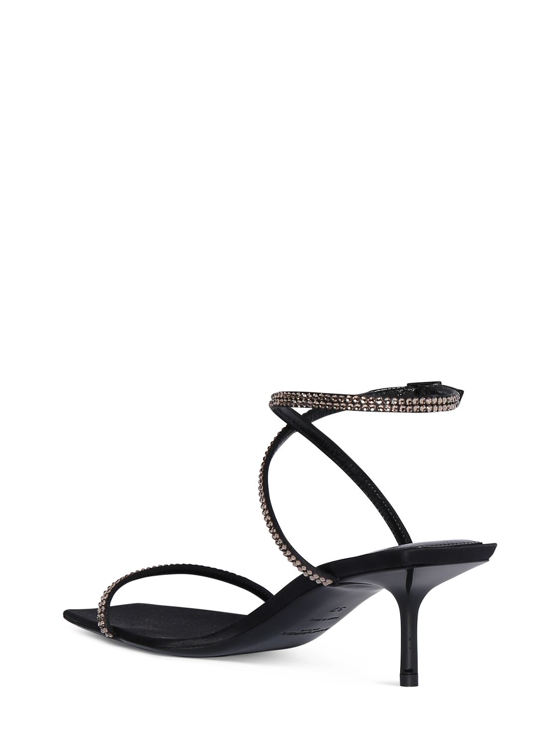 Shop Saint Laurent 55mm Nuit Crepe Satin Sandals In Black