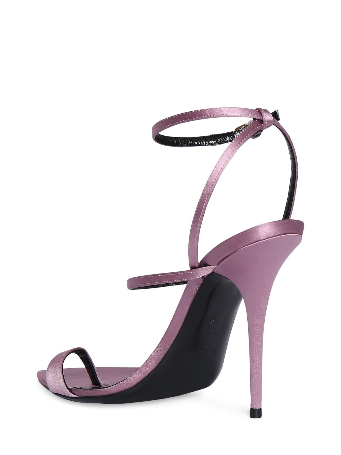 Shop Saint Laurent 110mm Dive Satin Sandals In Ancient Pink