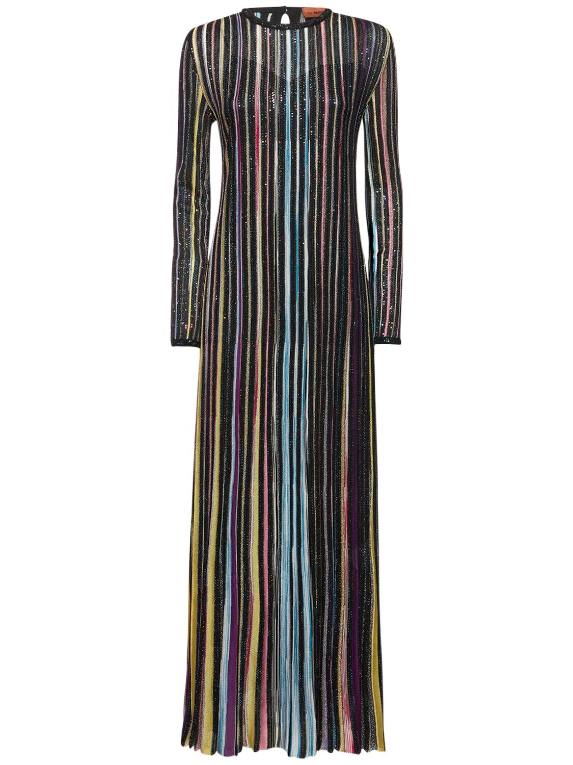 Missoni Sequin Embellished Knit Long Dress In Multicolor