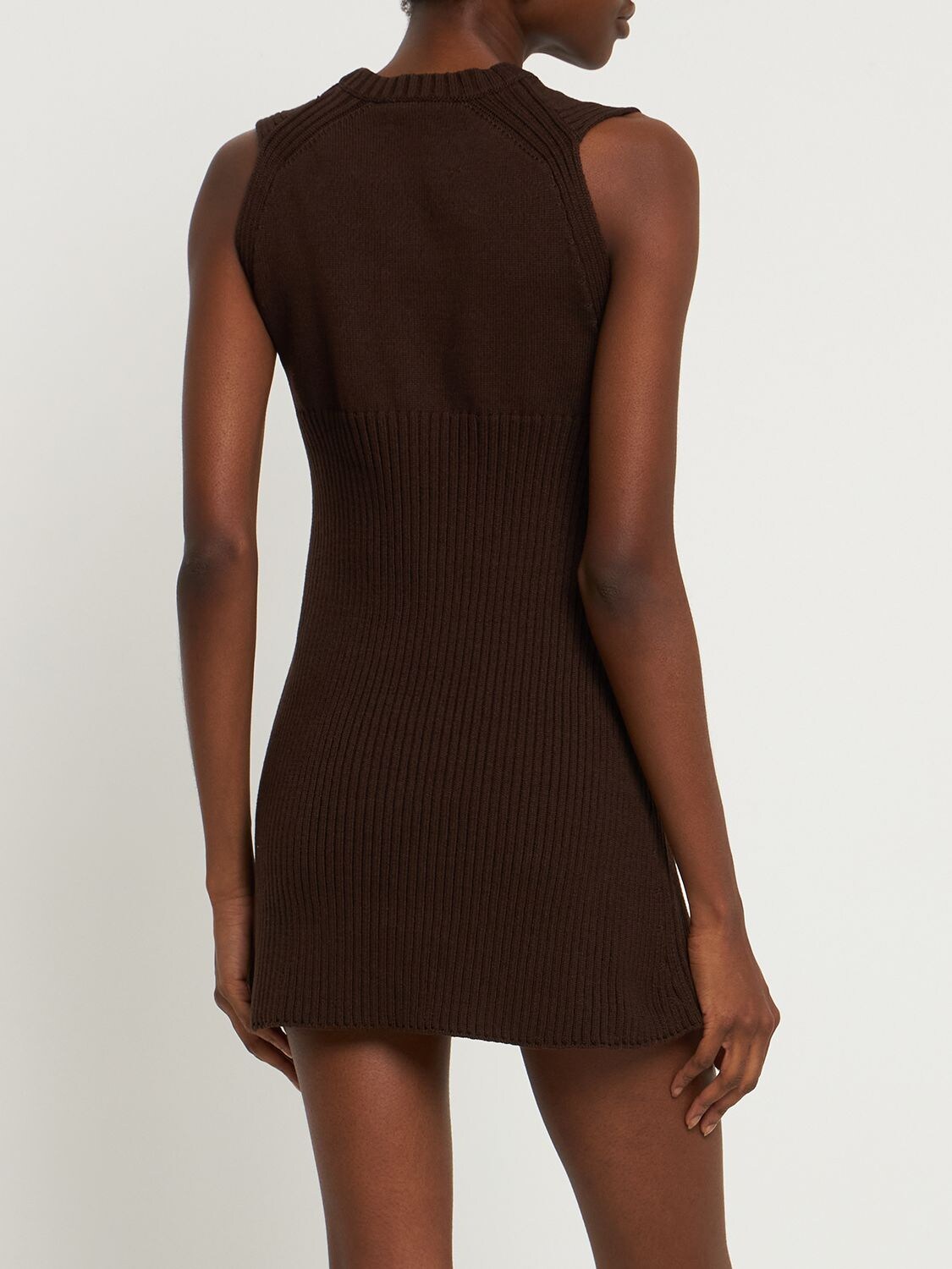 JIL SANDER RIB KNIT COTTON BLEND MINI DRESS 