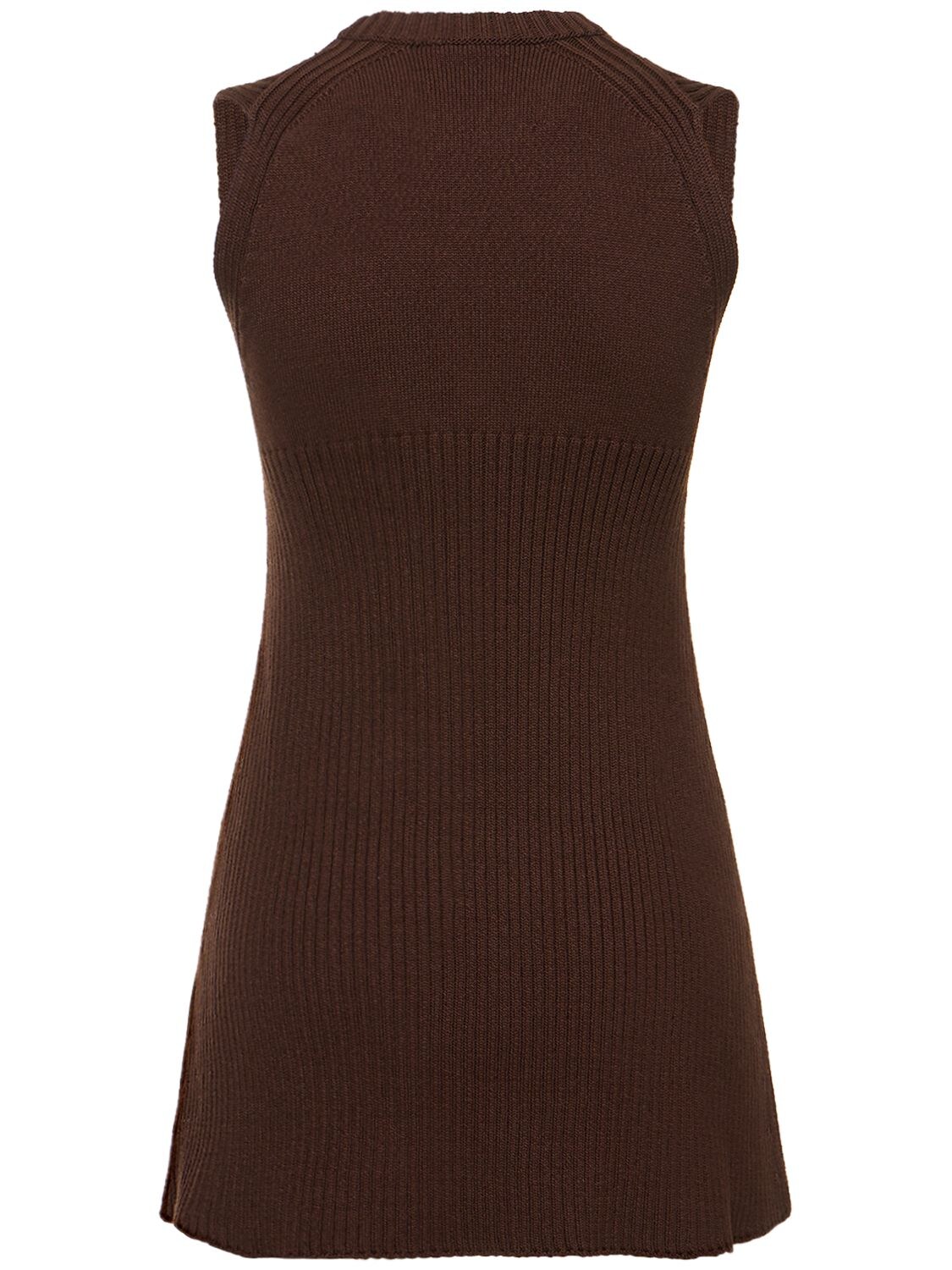 JIL SANDER RIB KNIT COTTON BLEND MINI DRESS 