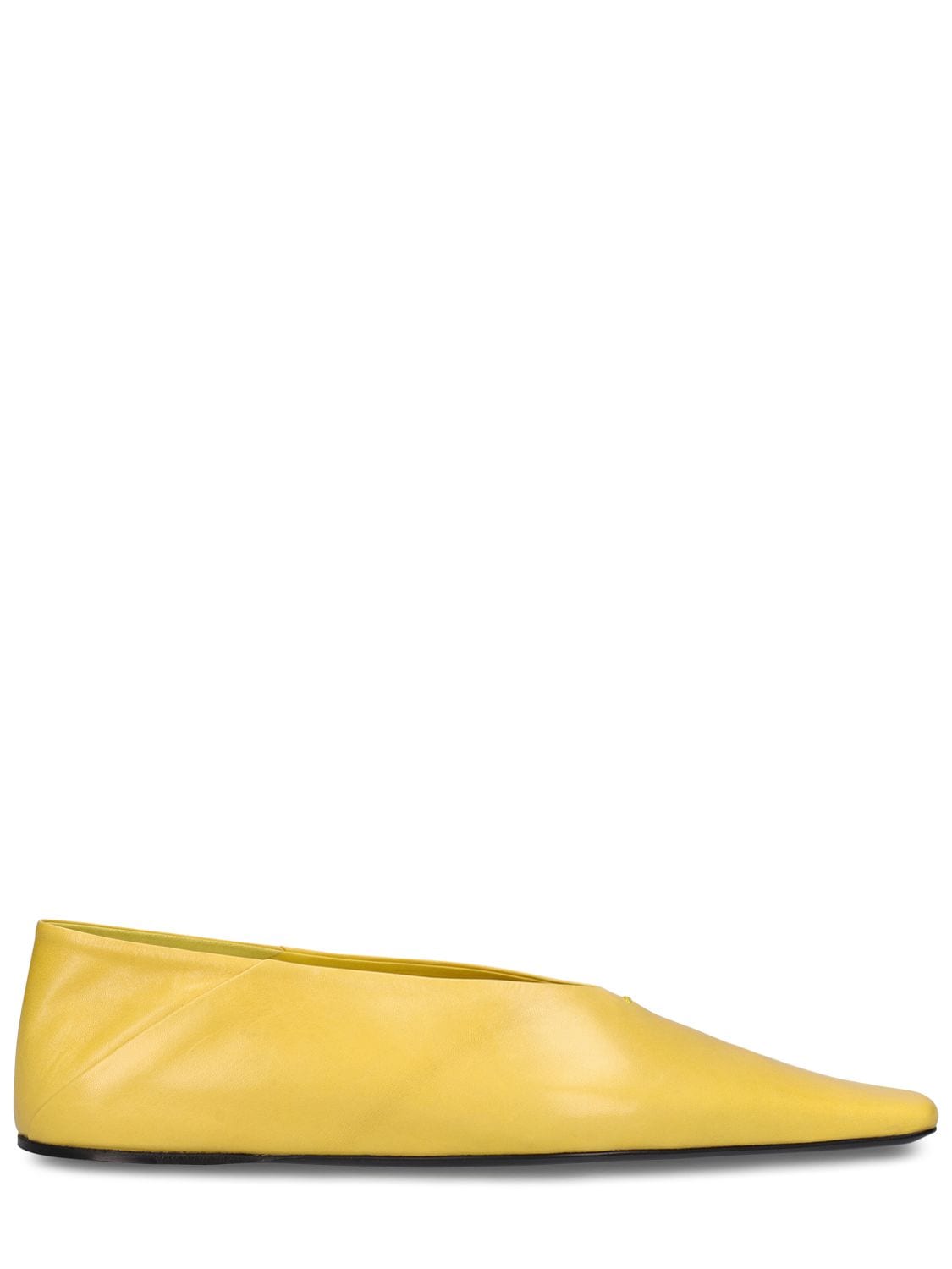 Jil Sander 10mm Leather Flat Shoes In Yellow