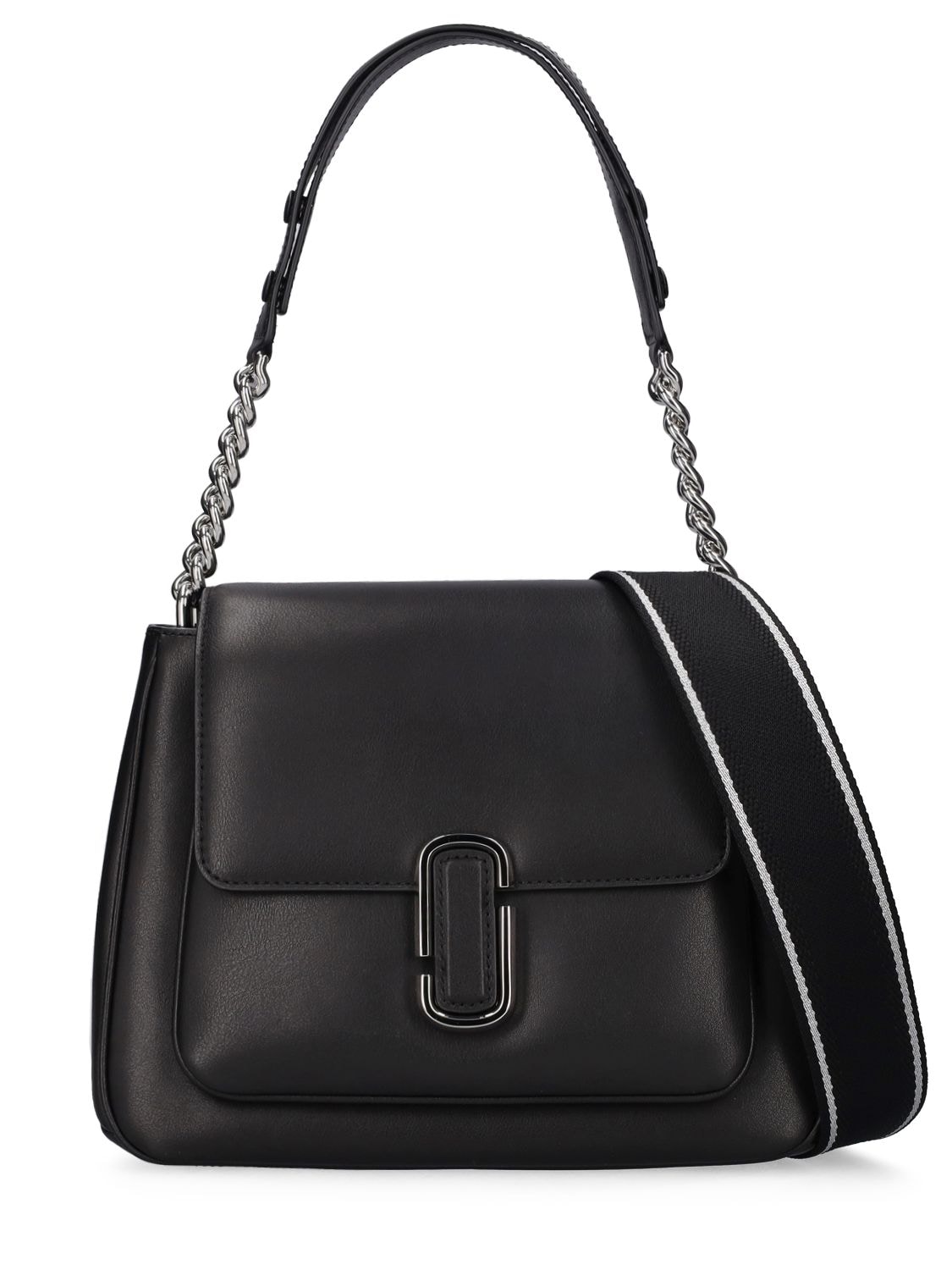 Marc Jacobs (the) The Mini Satchel Leather Shoulder Bag In Black,silver