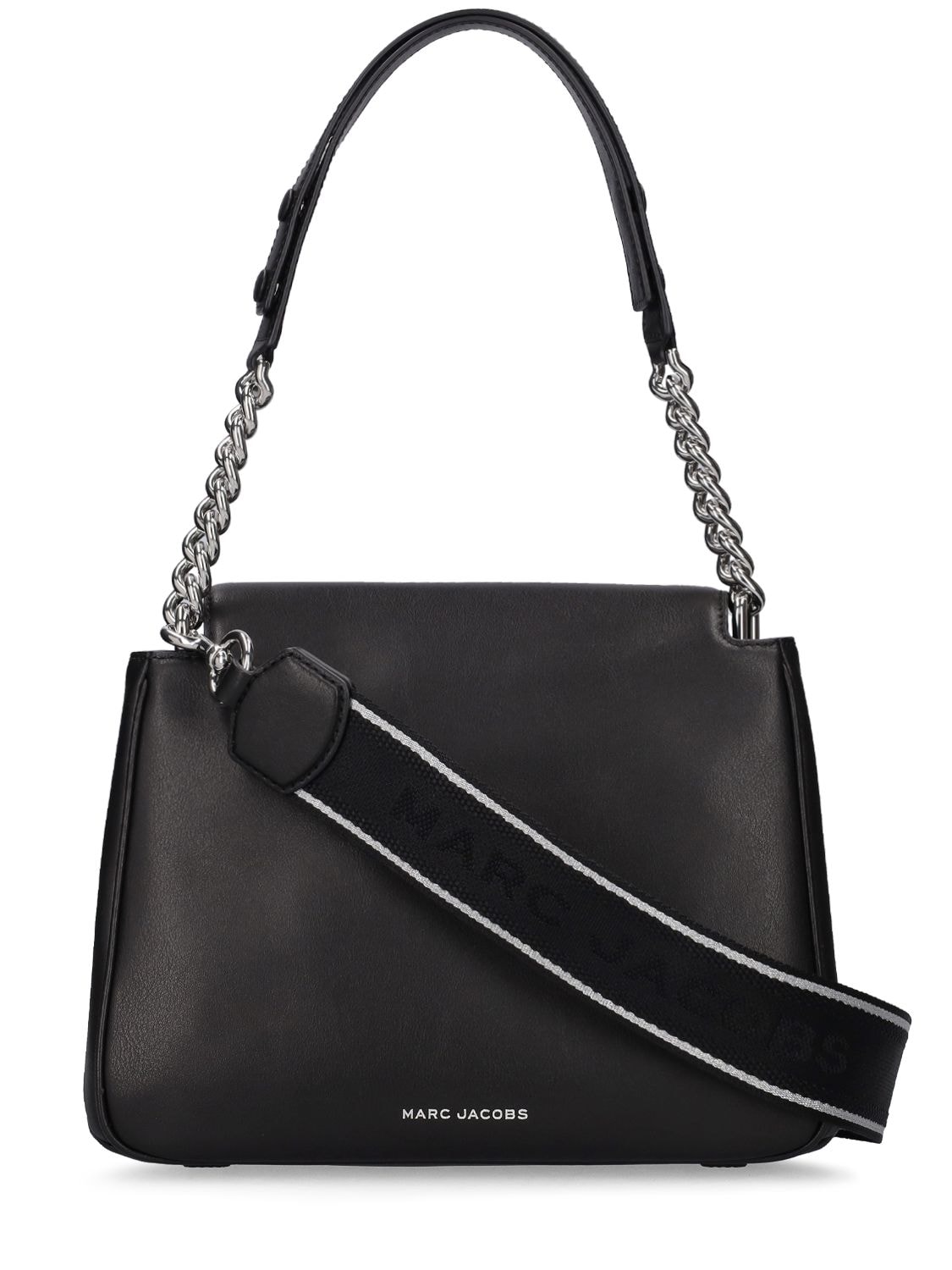 Shop Marc Jacobs (the) The Satchel Leather Shoulder Bag In Black,silver