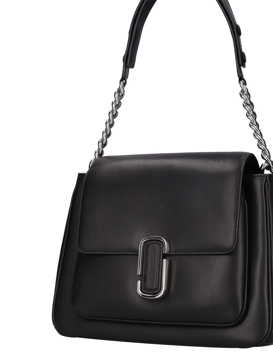 Shop Marc Jacobs (the) The Satchel Leather Shoulder Bag In Black,silver