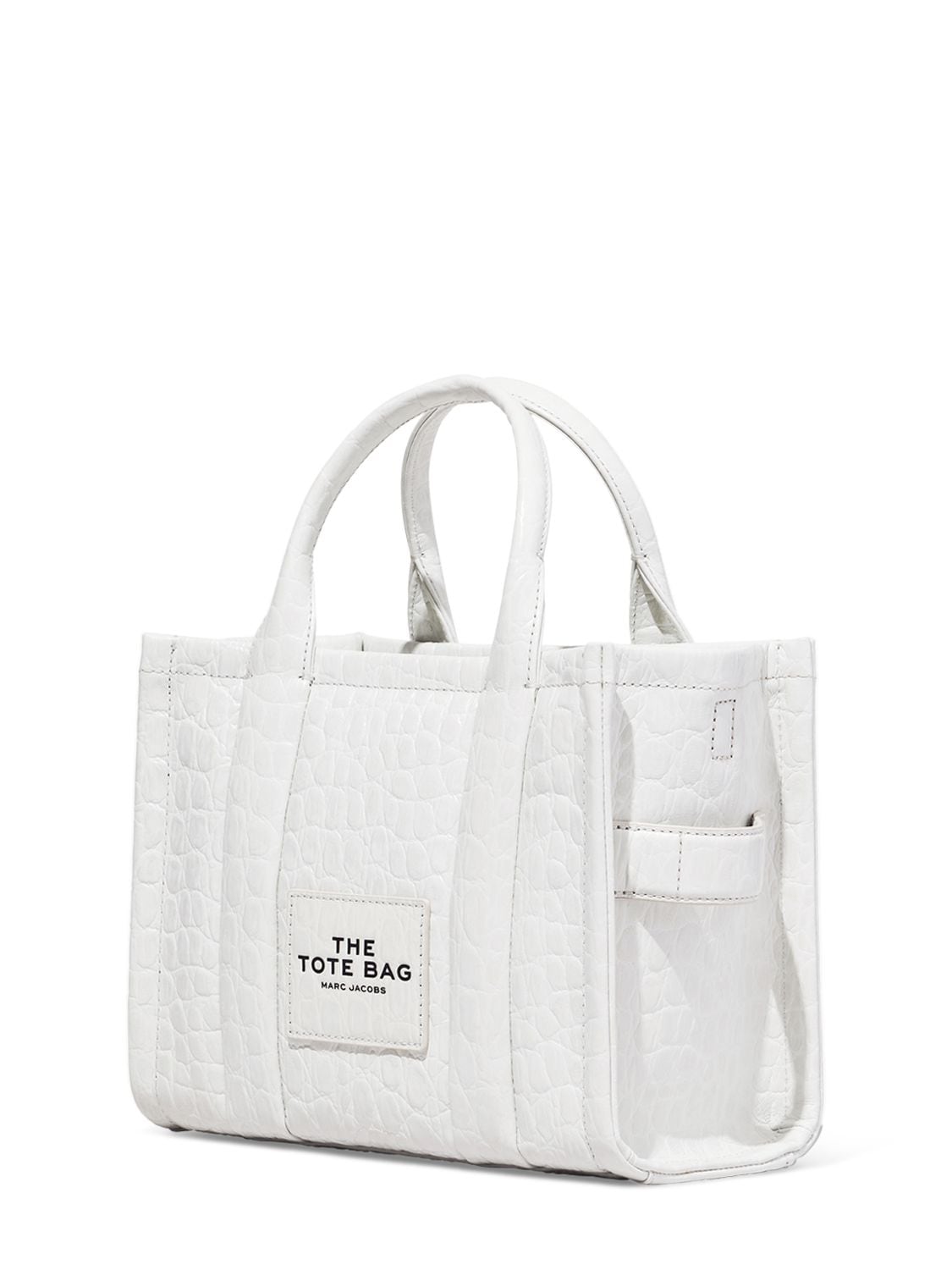 Shop Marc Jacobs (the) The Small Tote Croc Embossed Bag In Ivory