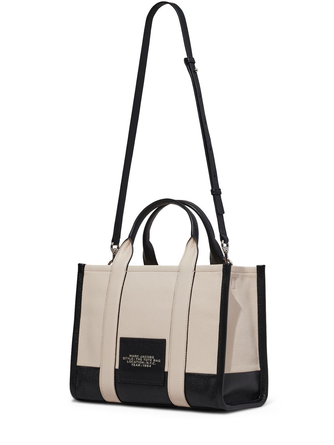 Shop Marc Jacobs (the) The Medium Tote Leather Bag In Ivory,multi