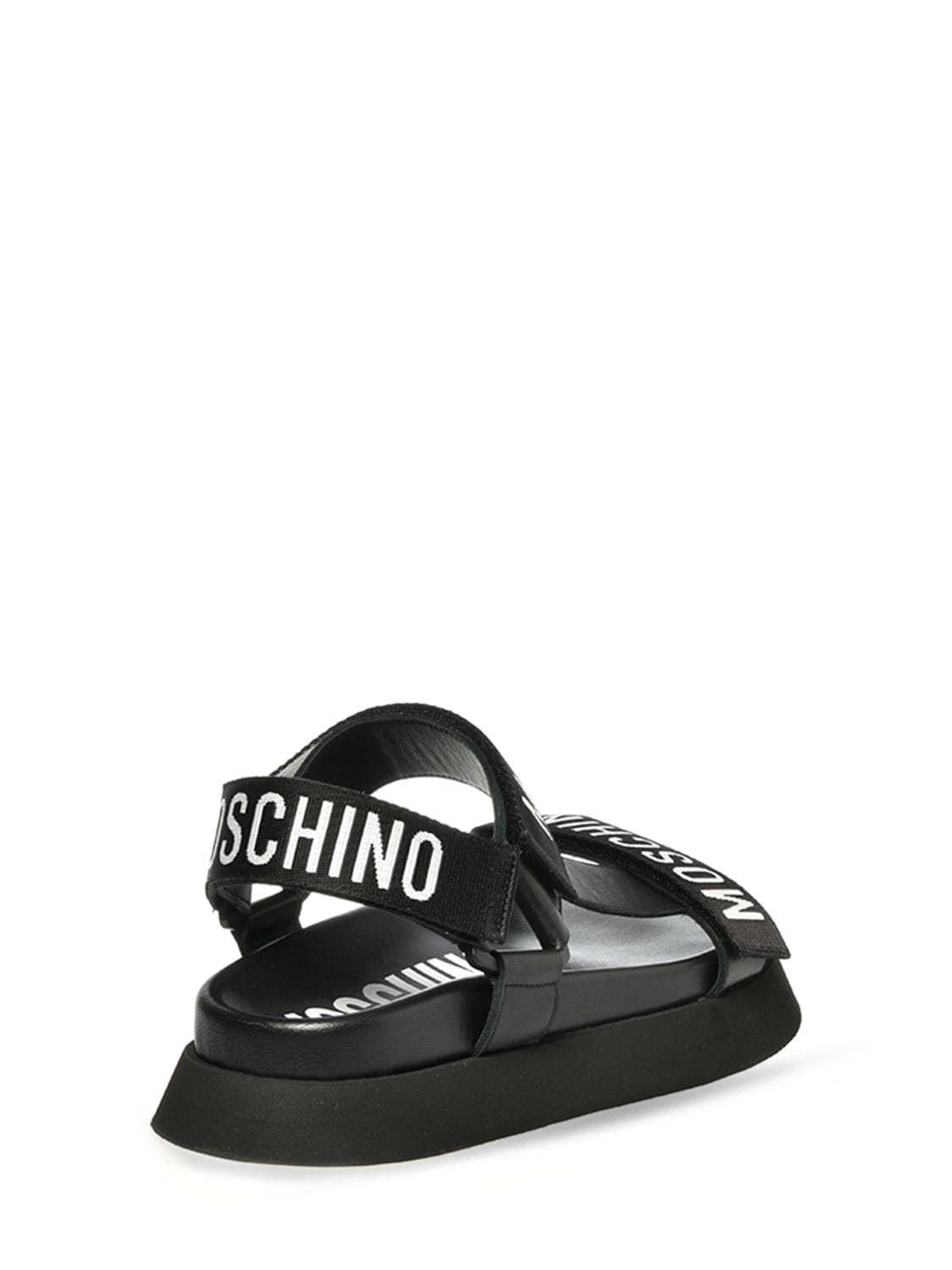 Shop Moschino 40mm Fussbett Webbing Sandals In Black