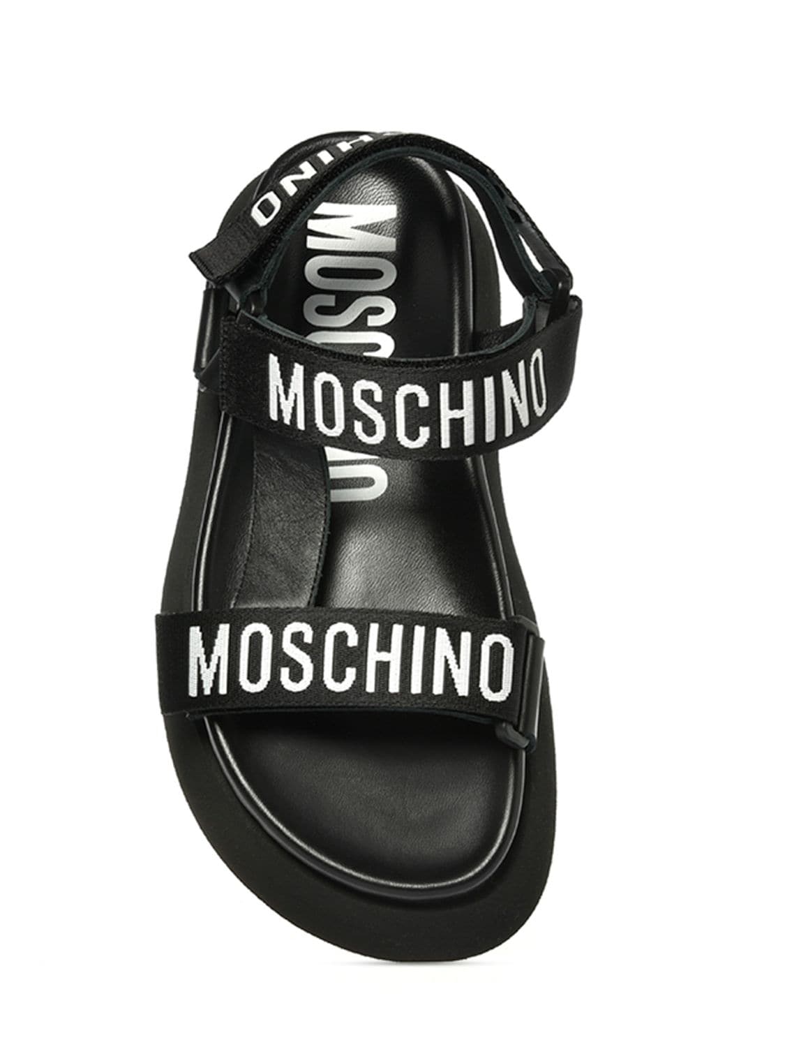Shop Moschino 40mm Fussbett Webbing Sandals In Black