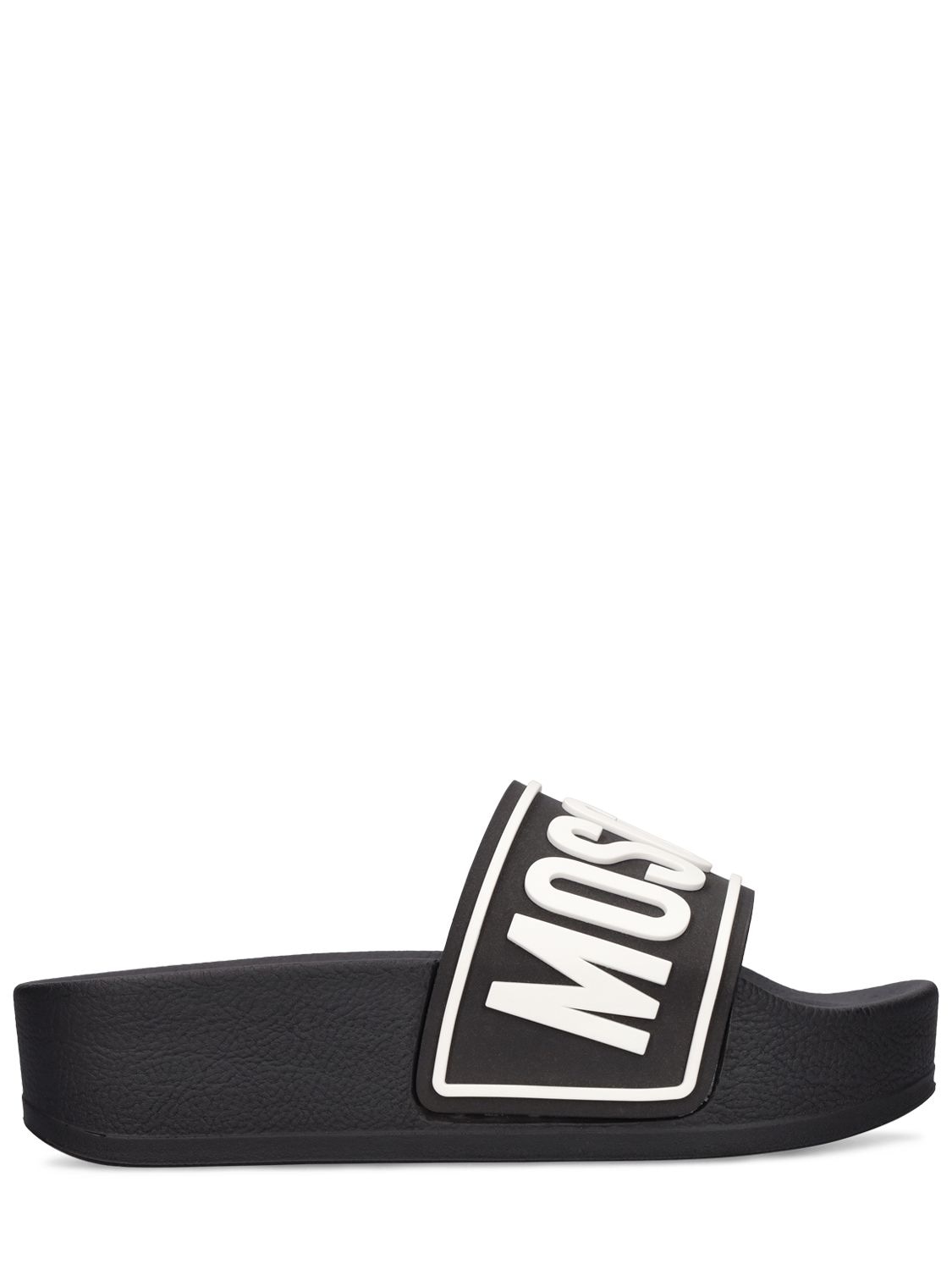 Moschino 50mm Logo Tpu Pool Slide Sandals In Black