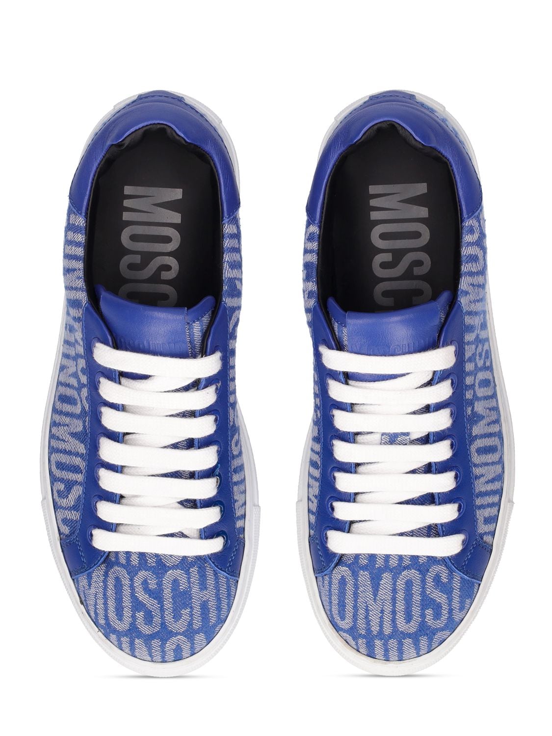Shop Moschino 20mm Logo Denim Low Top Sneakers