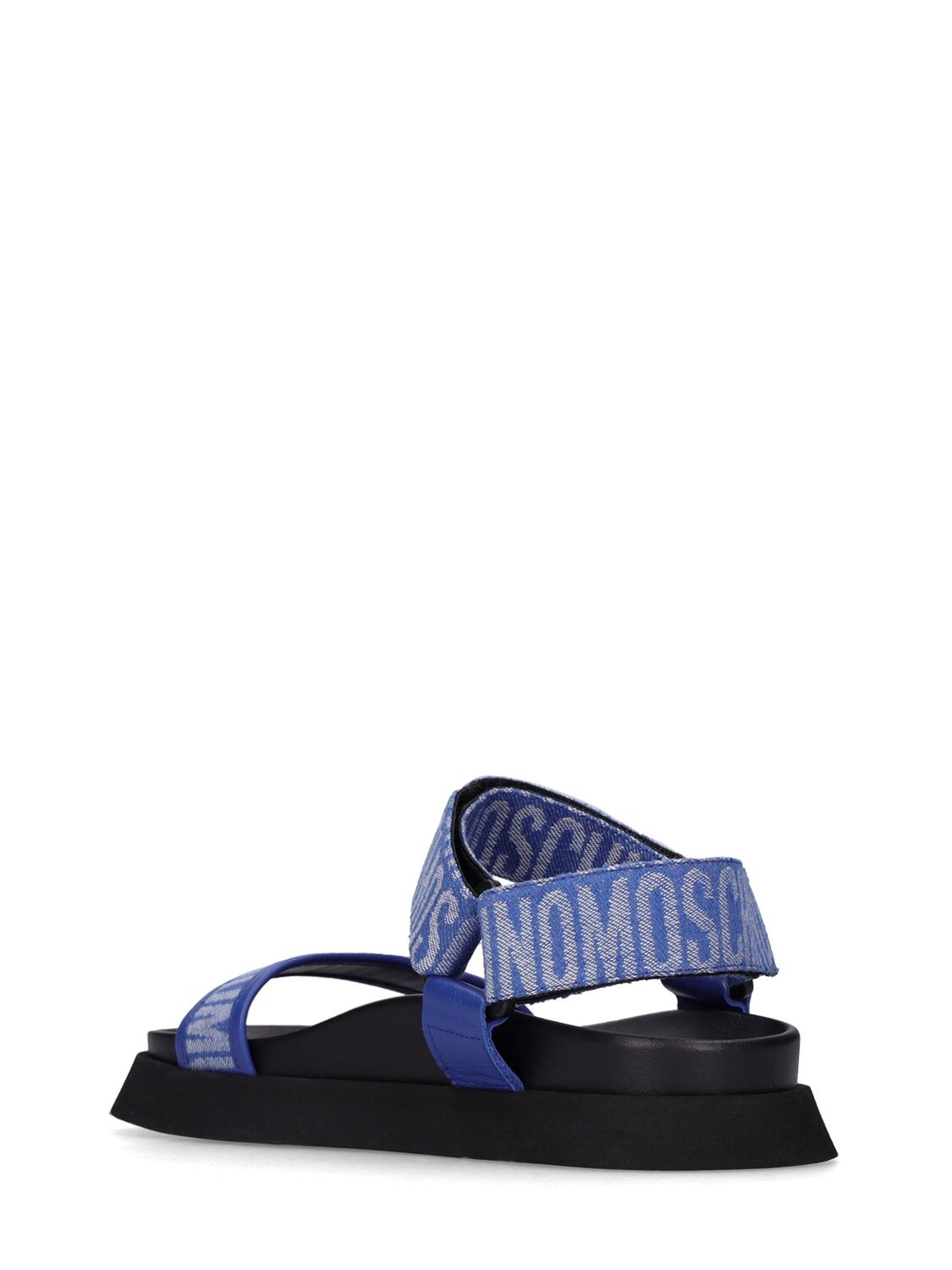 Shop Moschino 40mm Logo Denim Flats