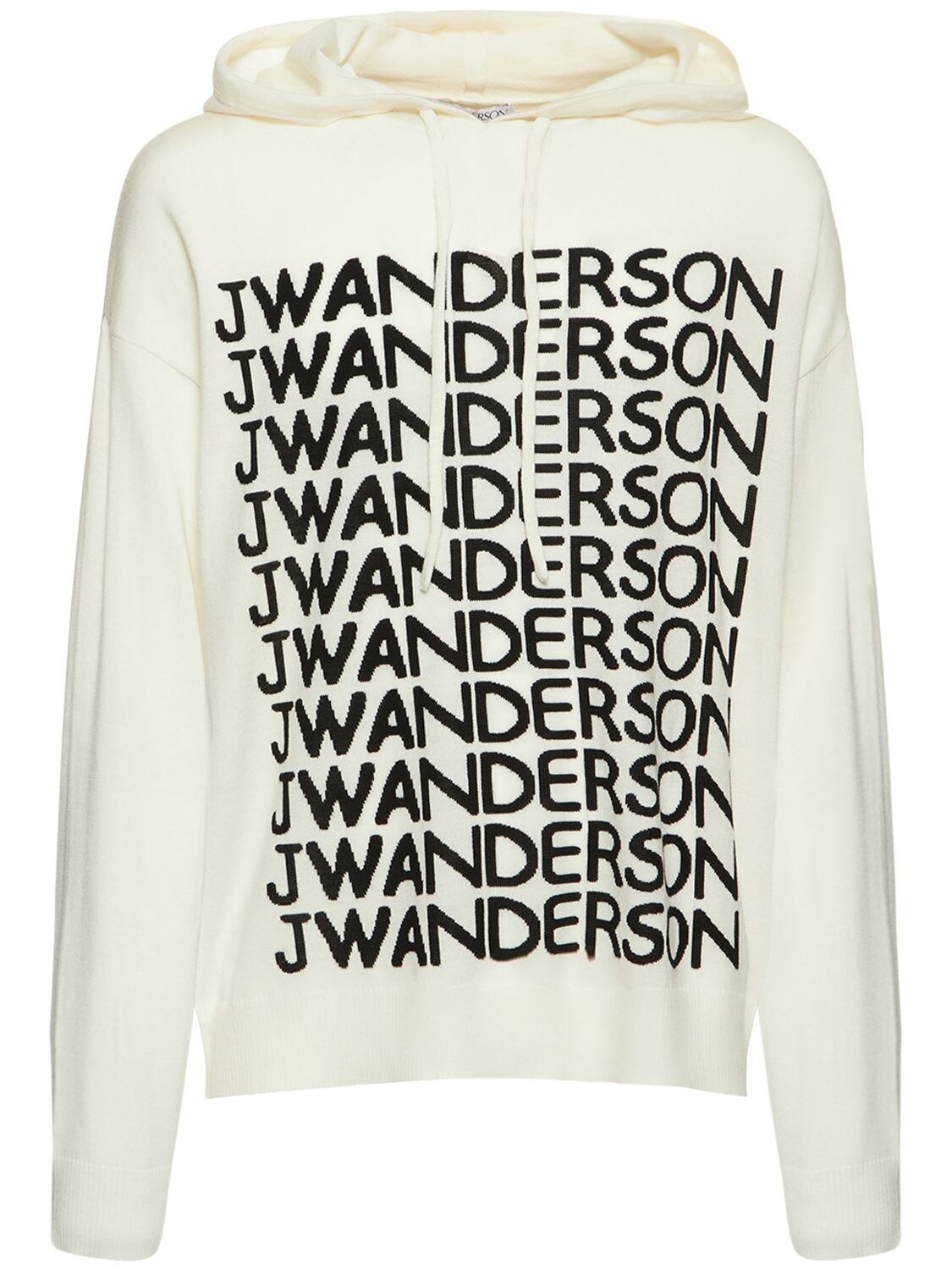 JW ANDERSON REPEATED LOGO HOODED KNIT SWEATER