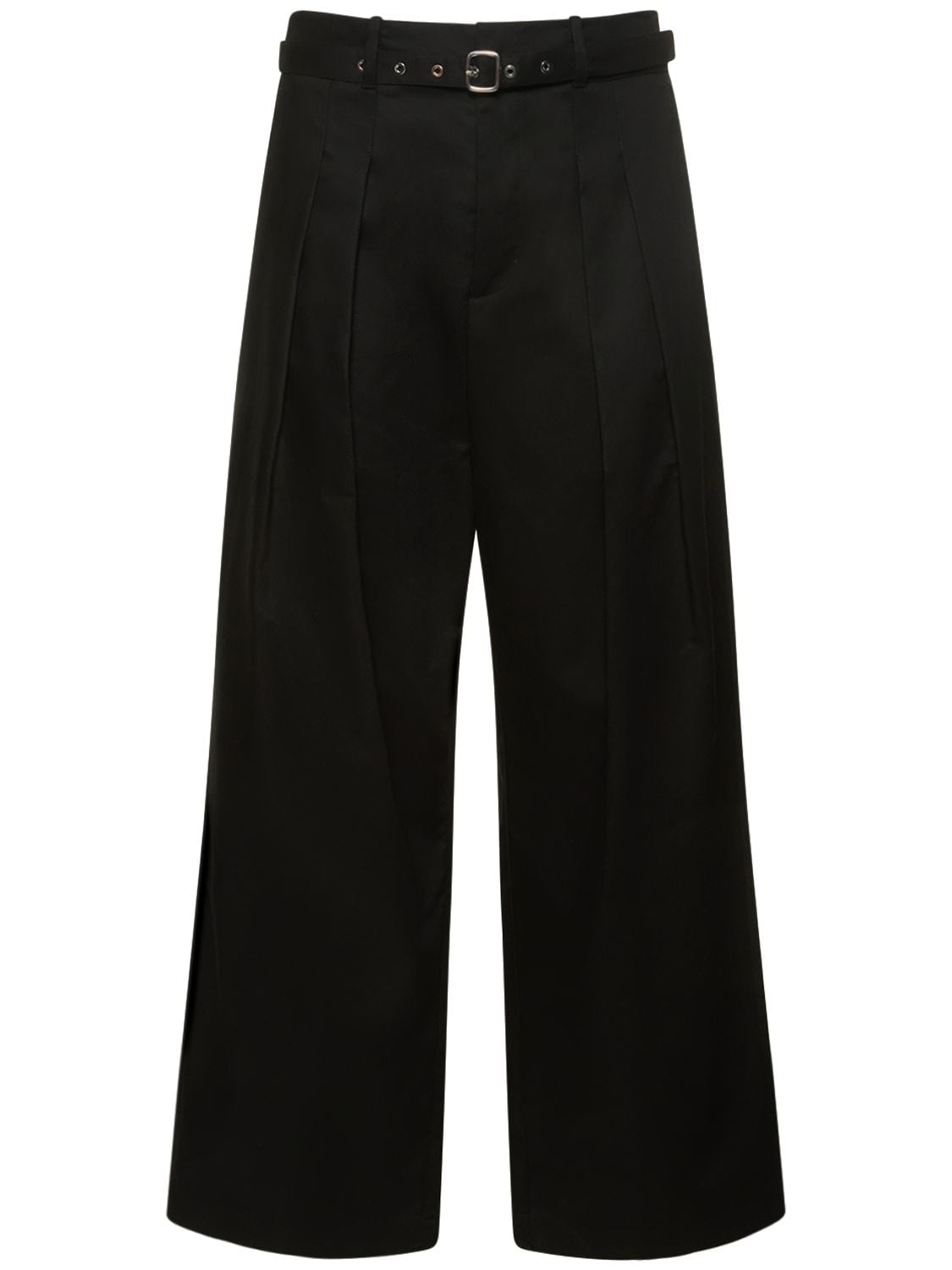 Front-pleat Wide-leg Trousers In Black