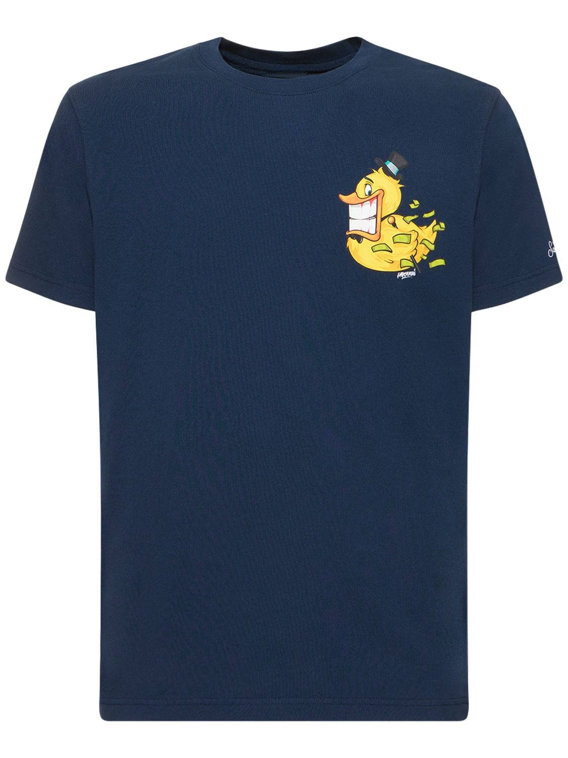 Shop Mc2 Saint Barth Crypto Duck Print Cotton Jersey T-shirt In Navy