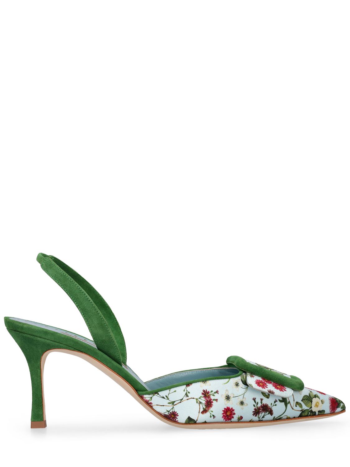 Manolo Blahnik 70mm Maysli Satin Slingback Pumps In Green ModeSens