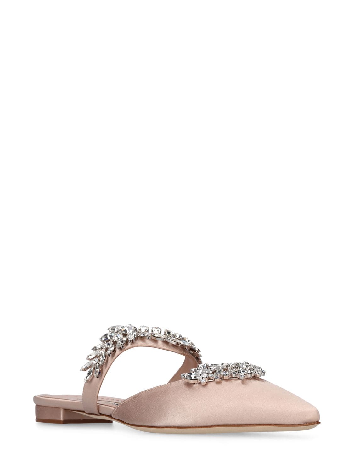 Shop Manolo Blahnik 10mm Lurum Satin Flats In Blush