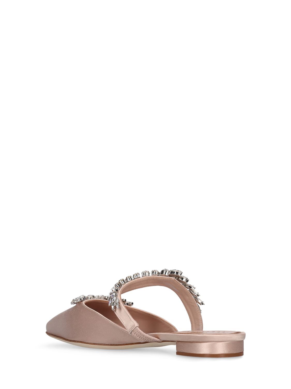 Shop Manolo Blahnik 10mm Lurum Satin Flats In Blush