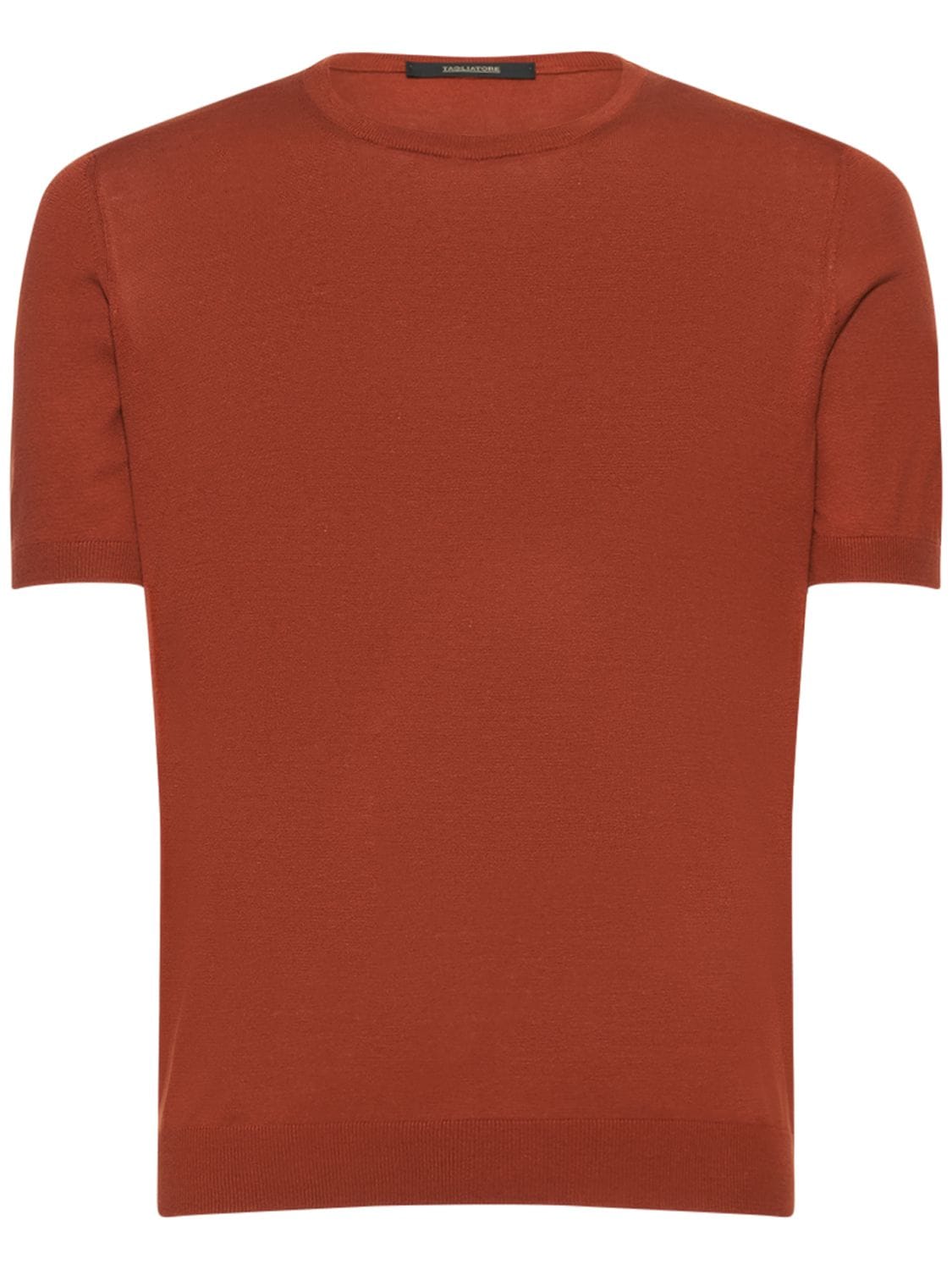 Tagliatore Crewneck Silk T-shirt In Orange