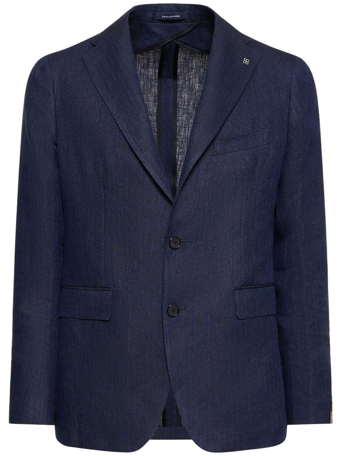 Shop Tagliatore Linen Jacket In Navy