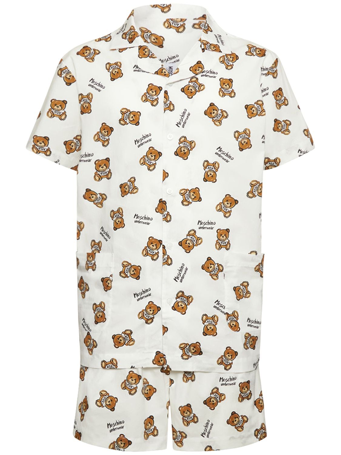 MOSCHINO UNDERWEAR Teddy Bear Cotton Poplin Short Pajamas
