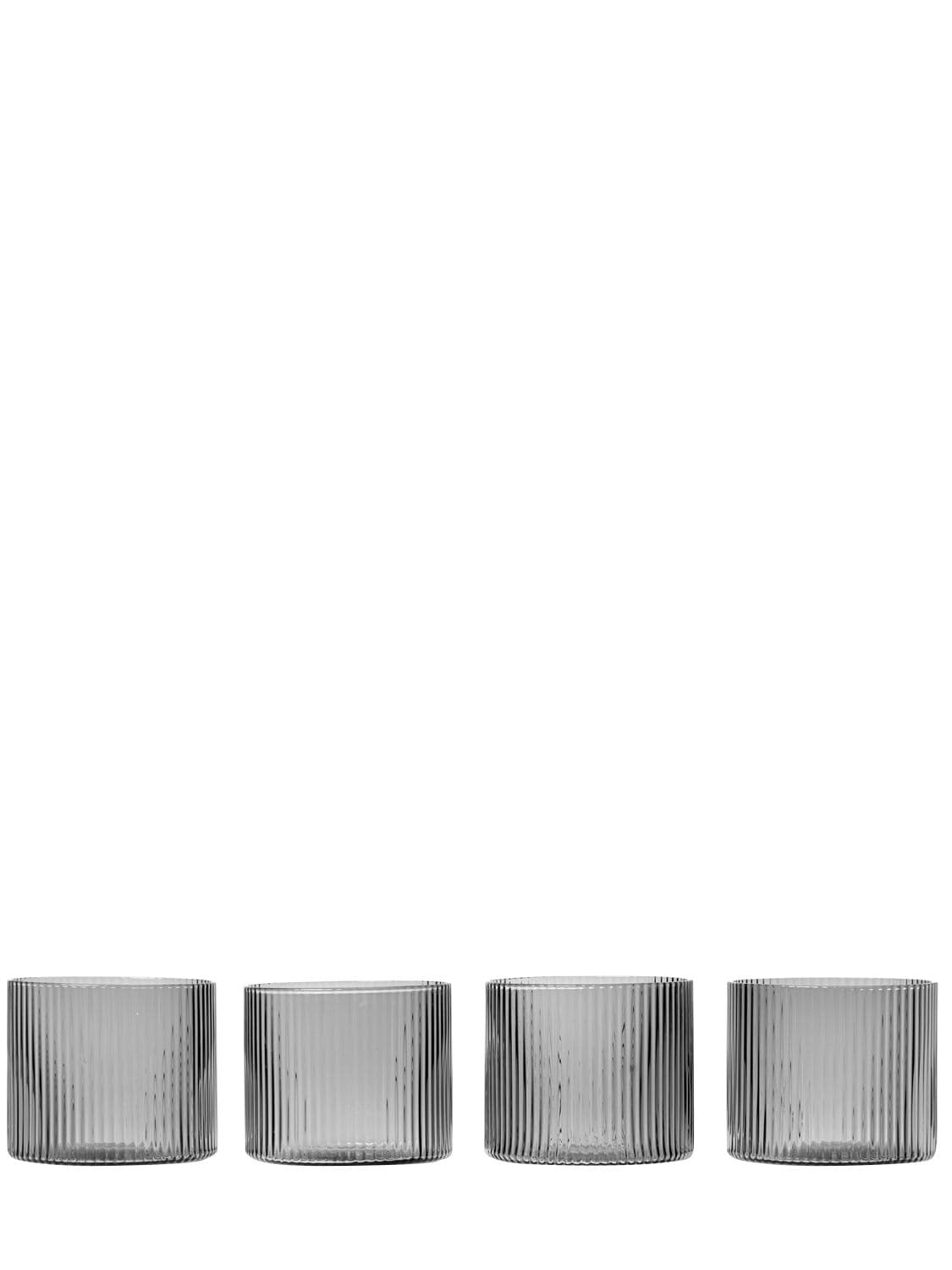Ferm Living Set Of 4 Ripple Low Glasses In Grey