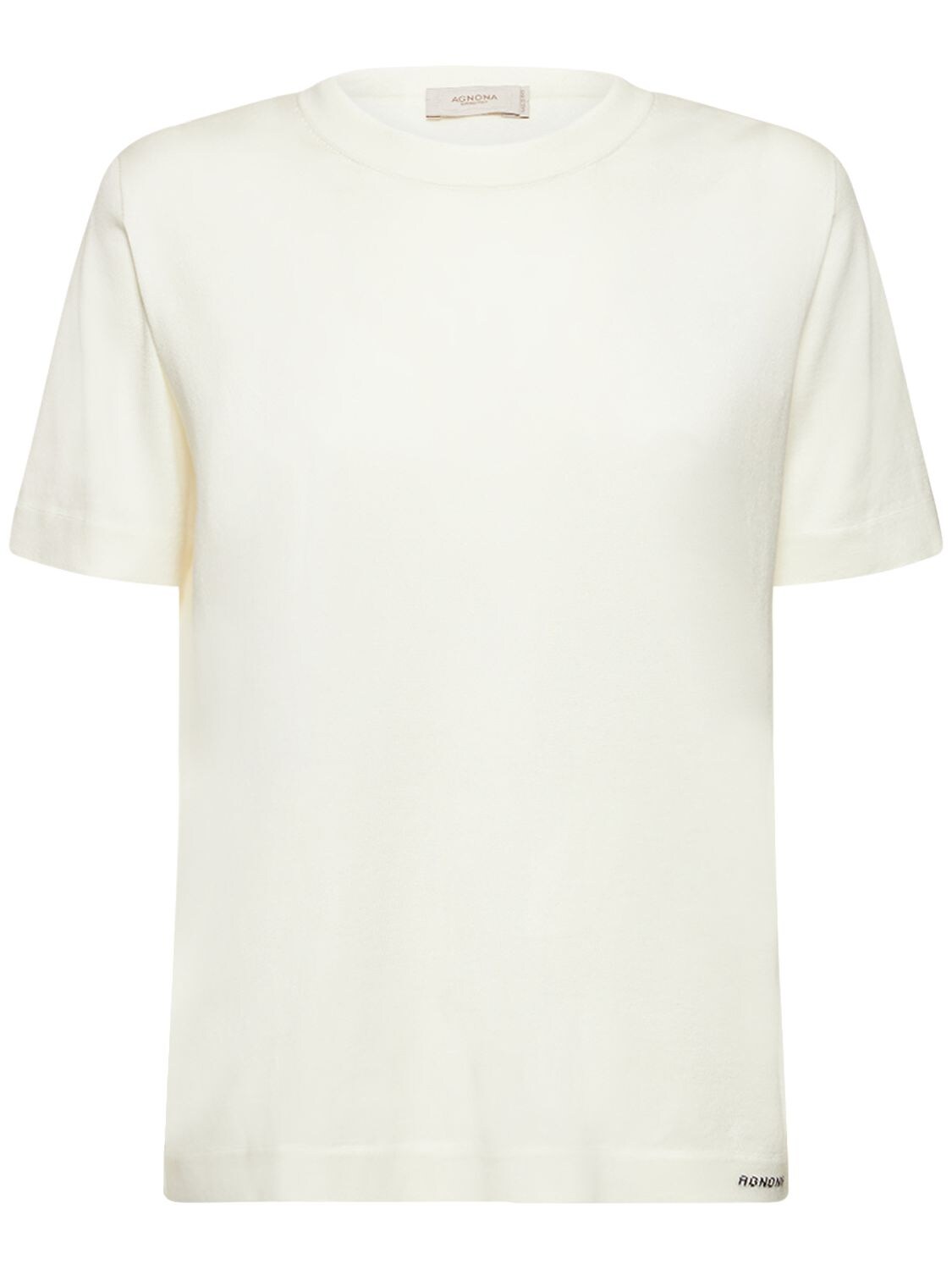 Agnona Silk & Cotton Jersey Crewneck T-shirt In White