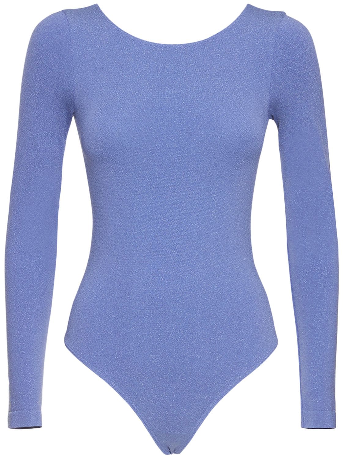 Wolford Shiny Circular Knit String Bodysuit In Violet