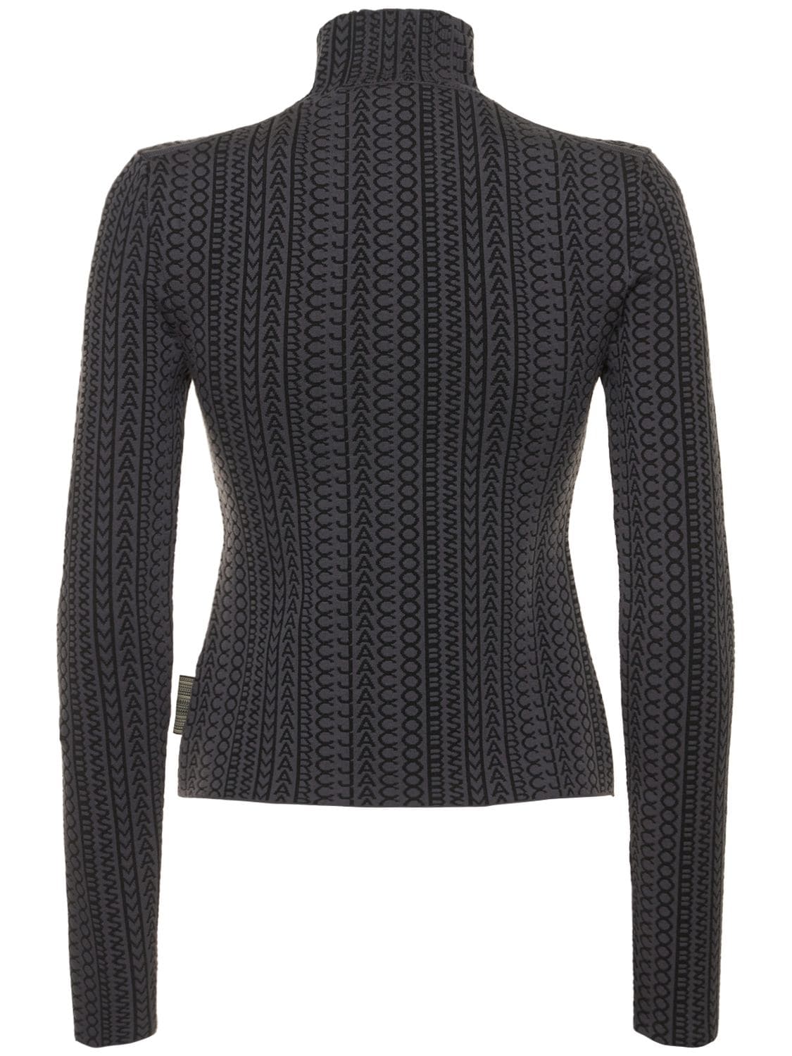 Shop Marc Jacobs (the) Monogram Compact Knit Mockneck Sweater In Black