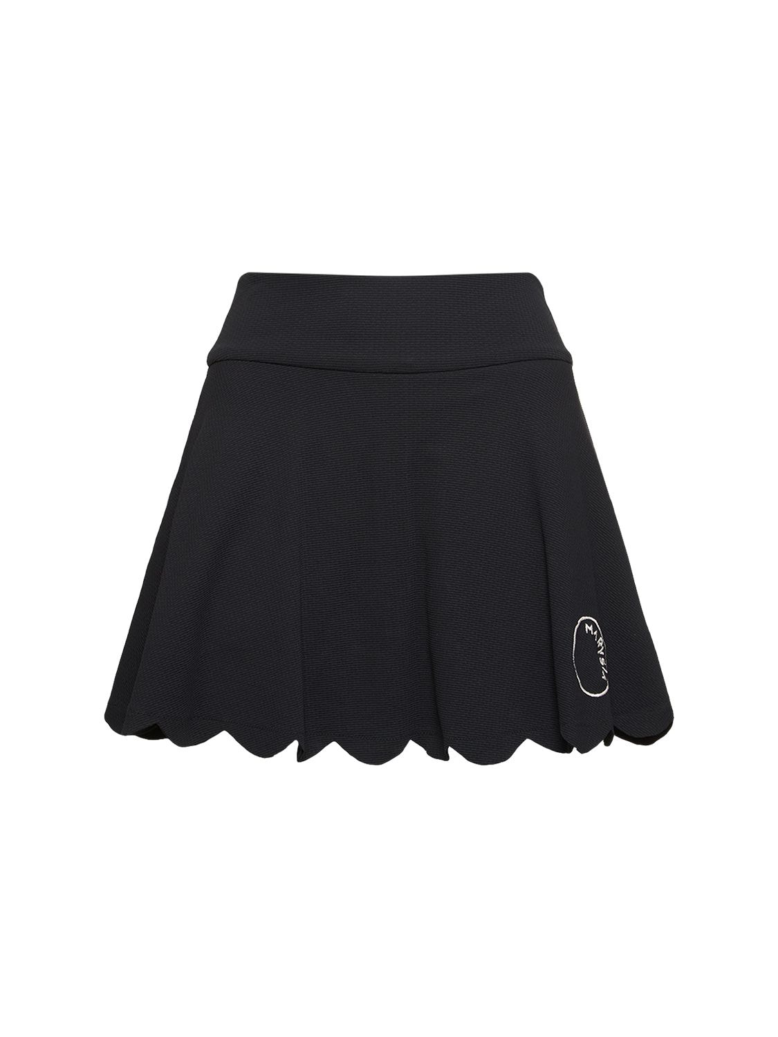 Marysia ‘venus' Flared Pleated Scallop Hem Skirt In Black